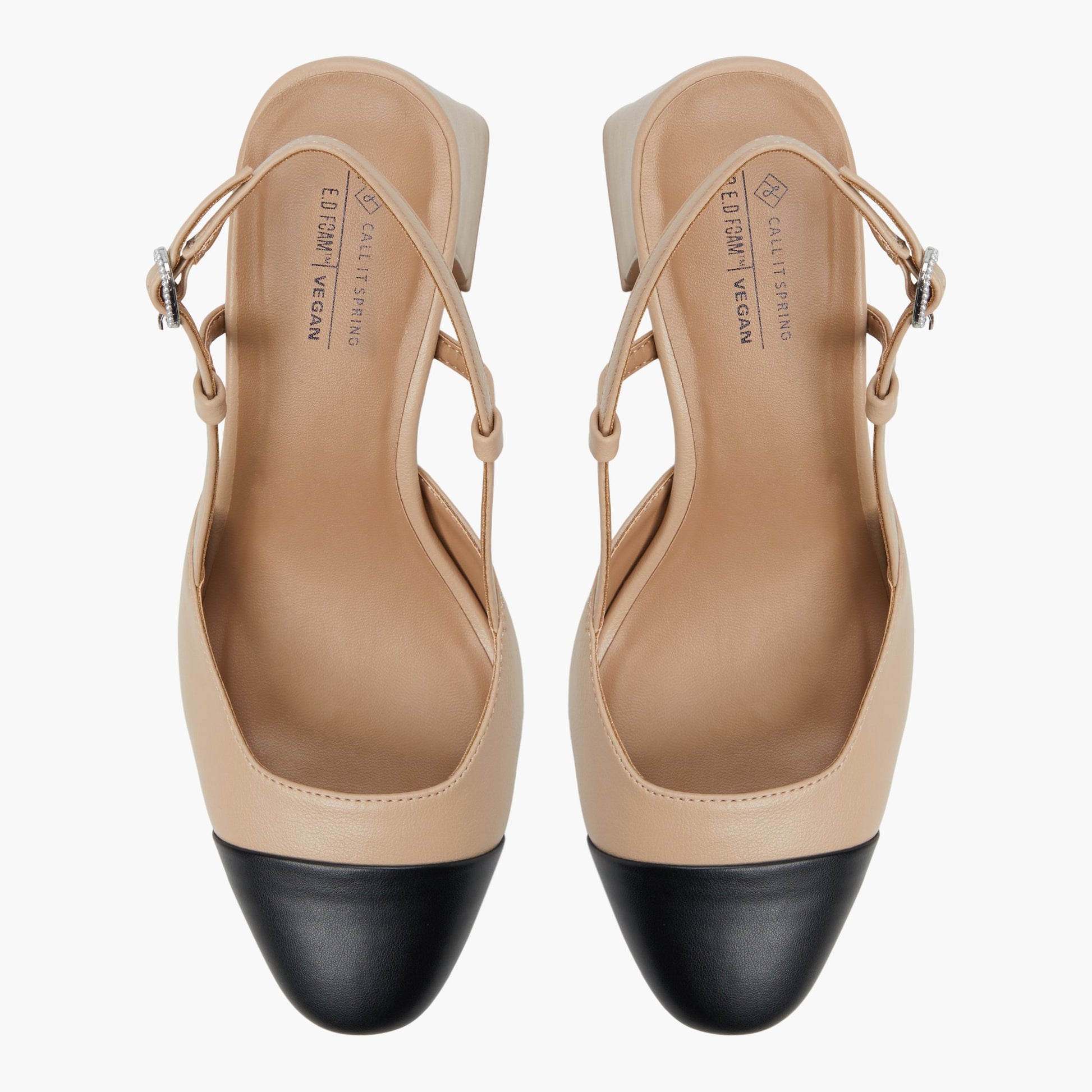 Top-down view of the Other Beige Winsloww Slingback Block Heels