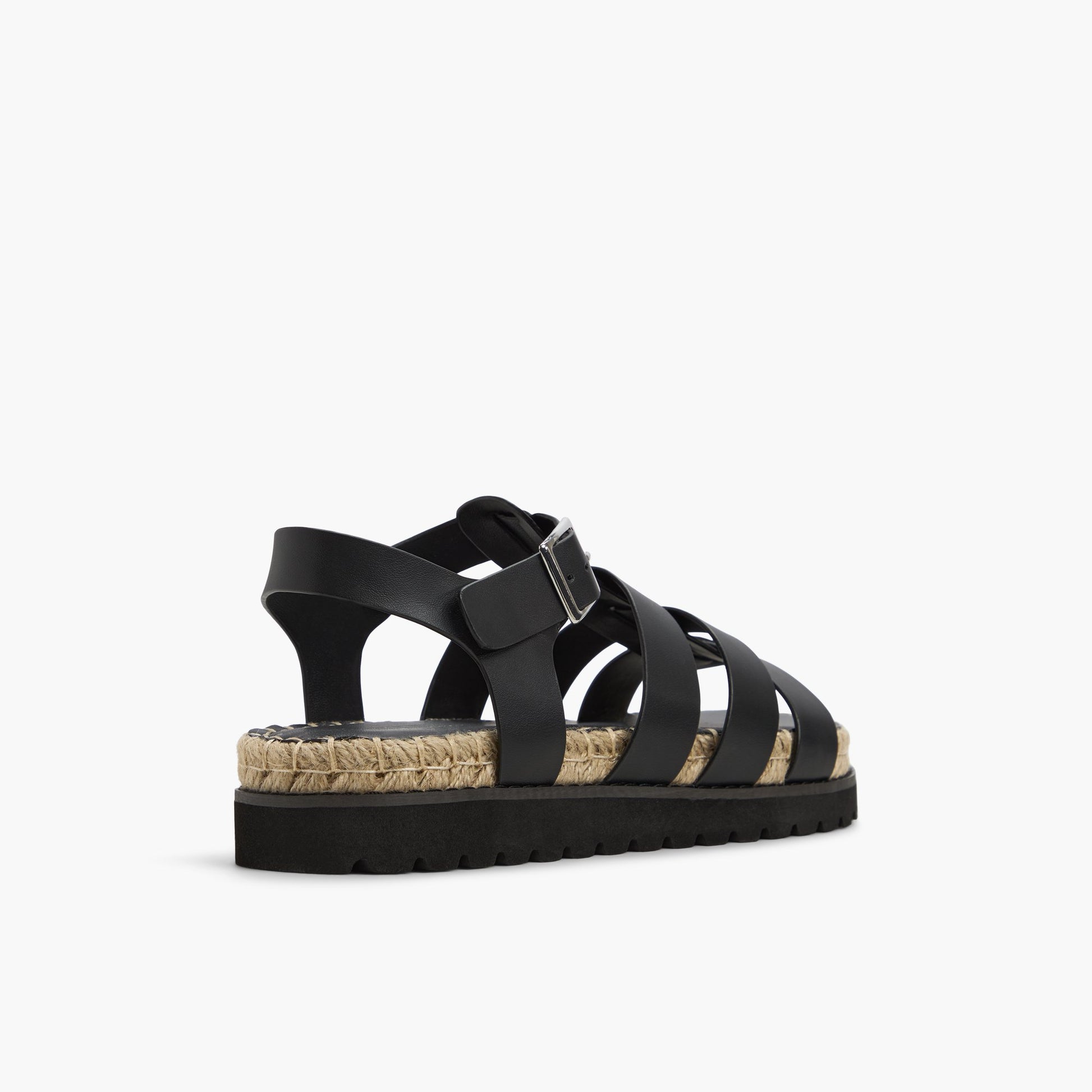Three-quarter angle of Black Palmas Fisherman Sandals's back side
