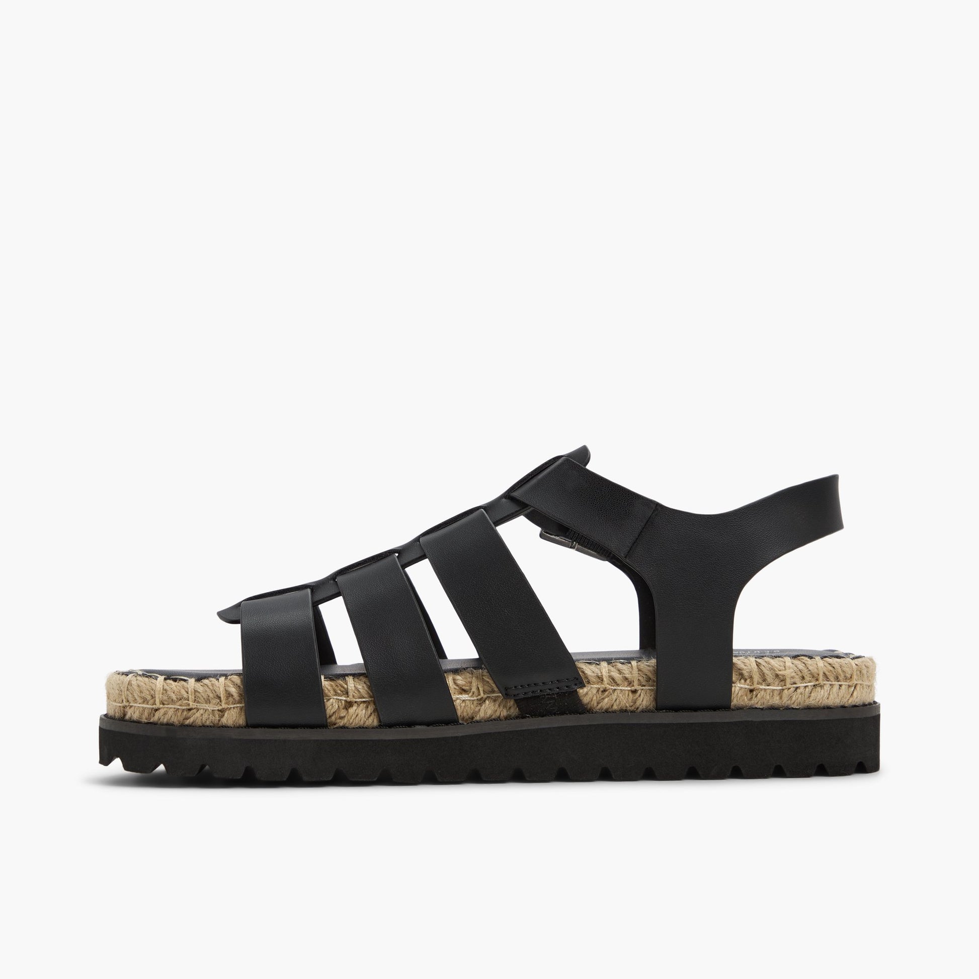 Side view of Black Palmas Fisherman Sandals