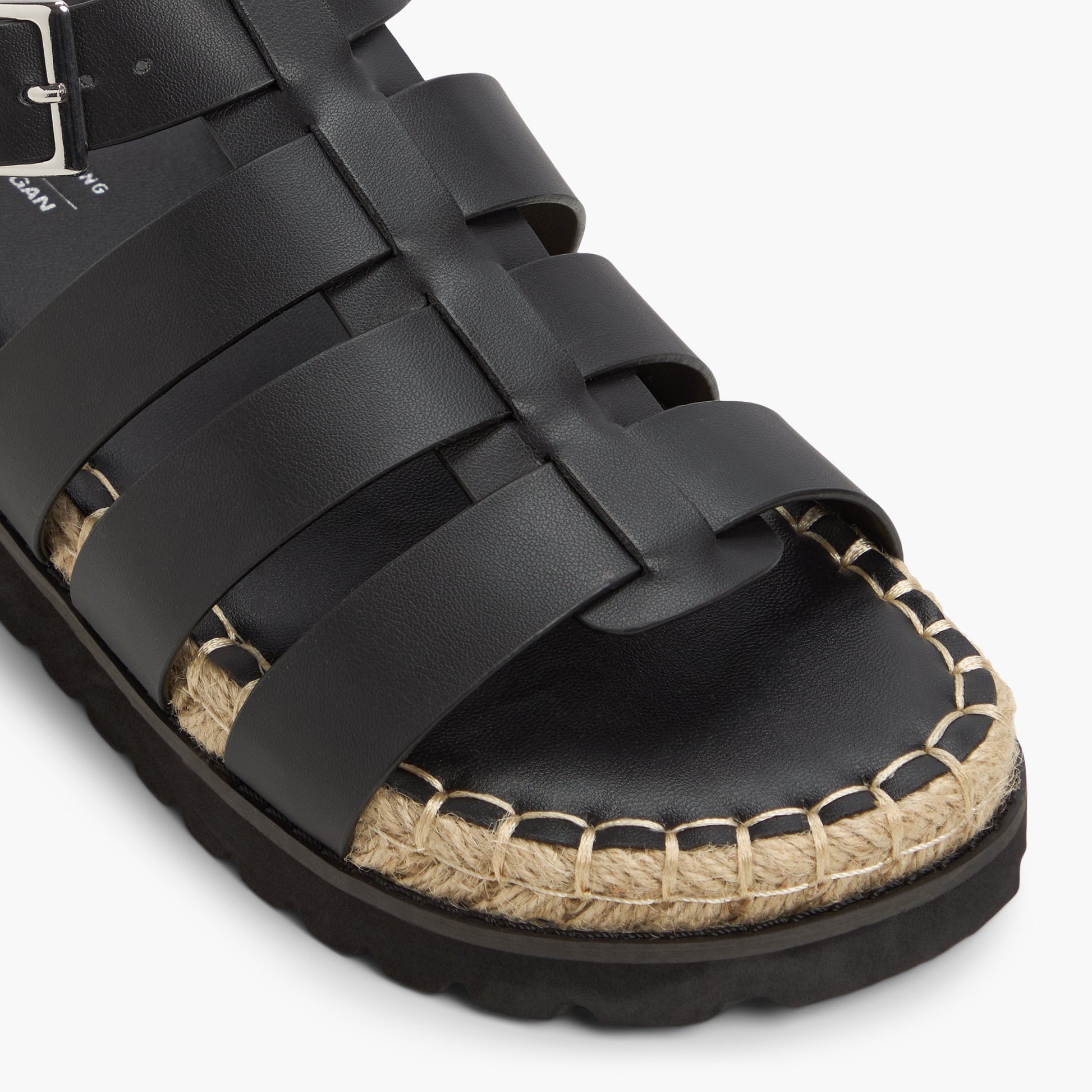 Close-up of the Black Palmas Fisherman Sandals