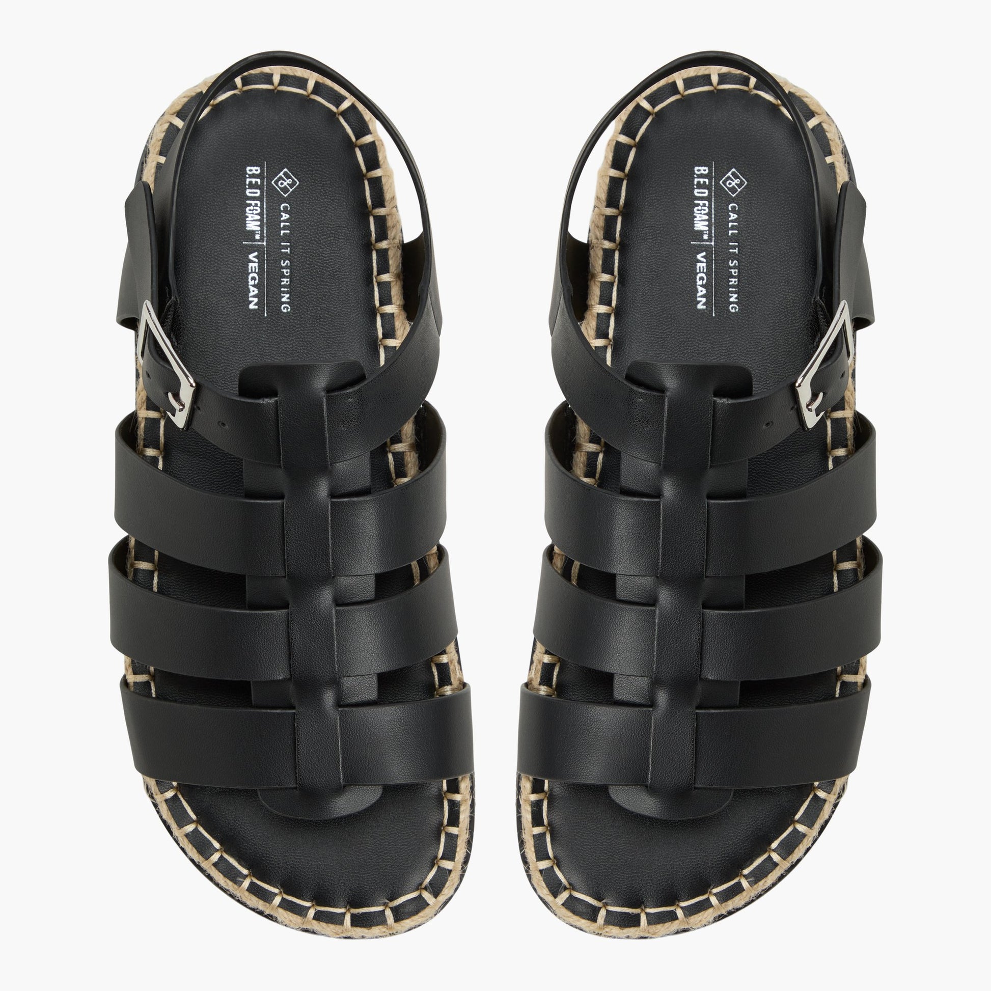 Top-down view of the Black Palmas Fisherman Sandals