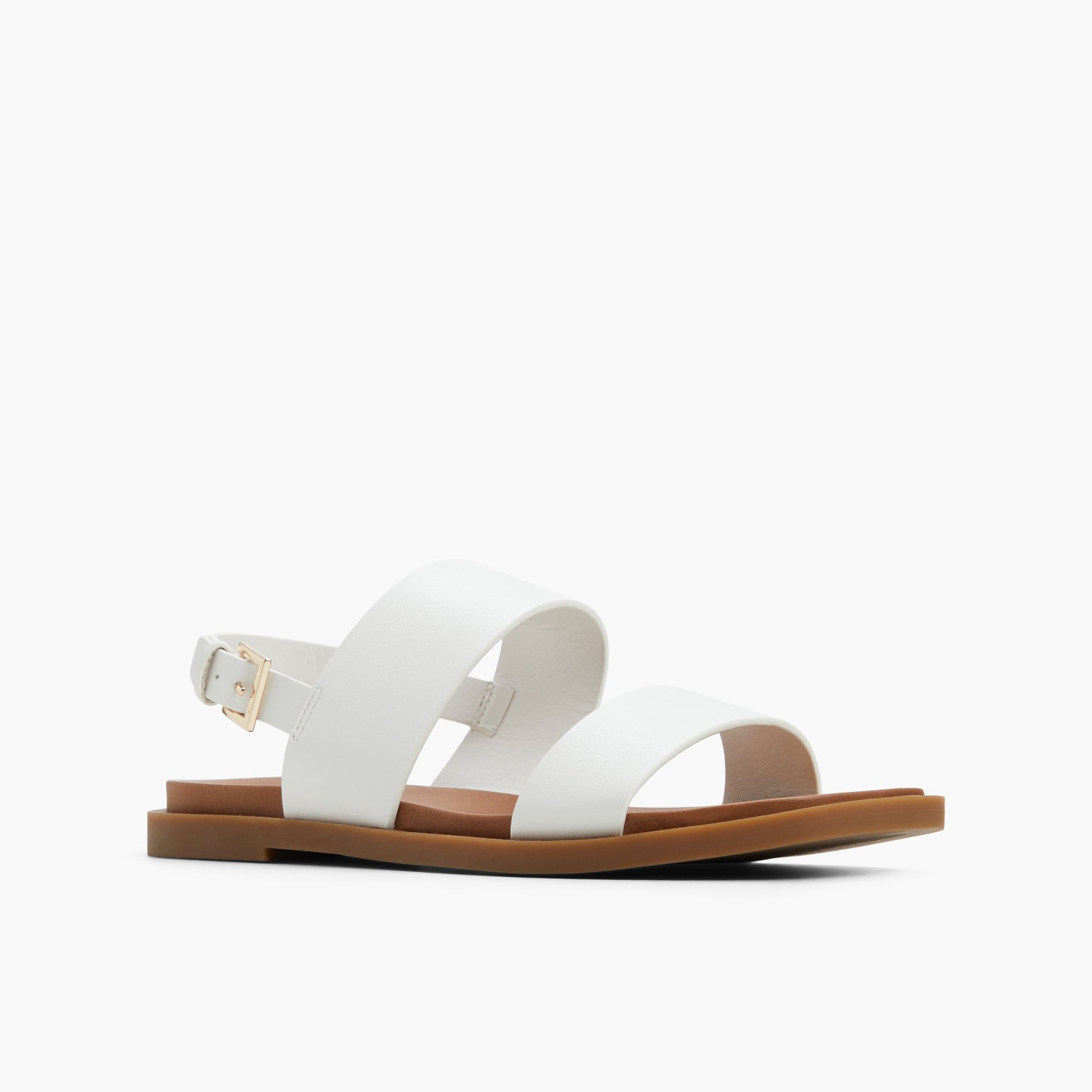 Three-quarter angle of White Tiya Slingback Sandals's front side