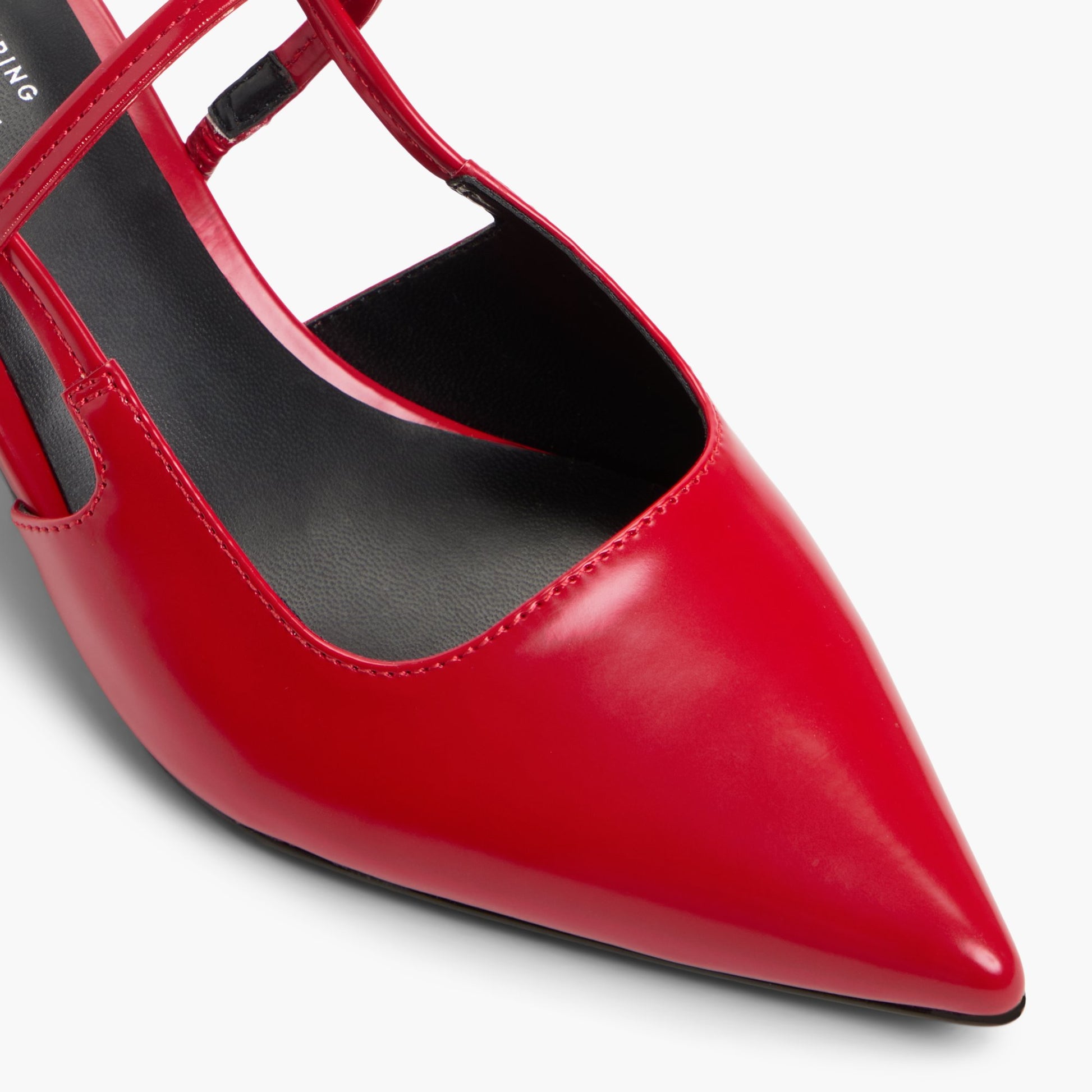 Close-up of the Red Poppiee Slingback Kitten Heels