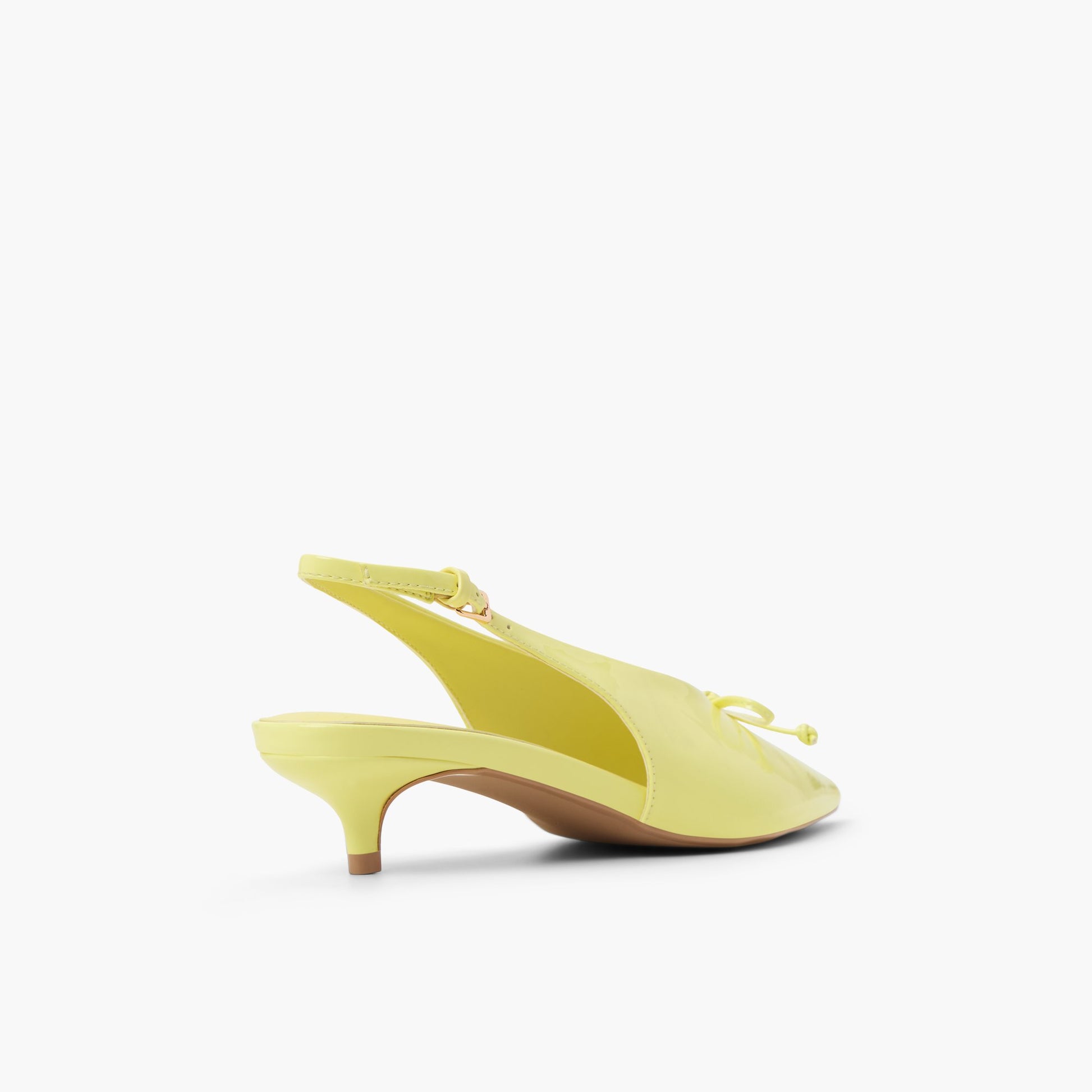 Three-quarter angle of Light Yellow Reinaa Slingback Kitten Heels's back side