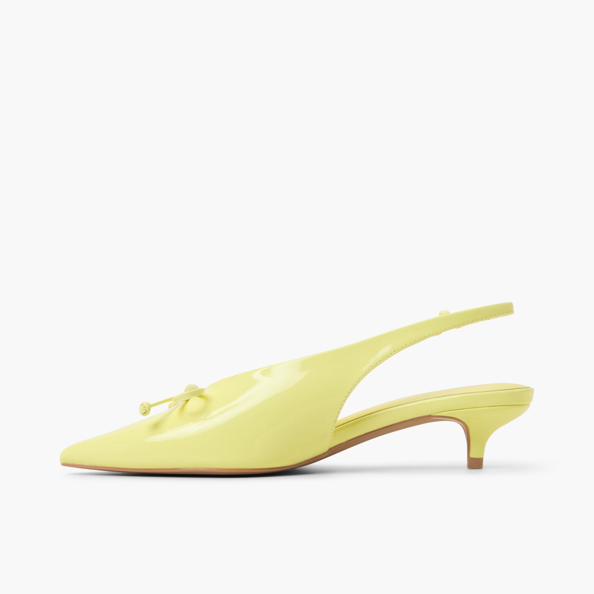Side view of Light Yellow Reinaa Slingback Kitten Heels