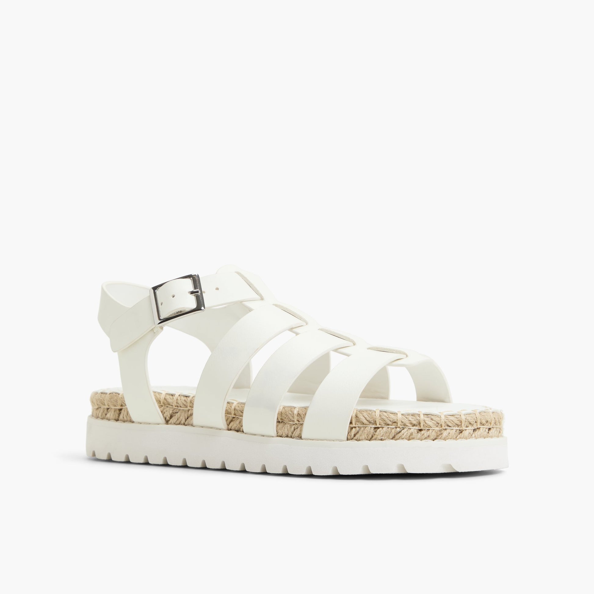 Three-quarter angle of White Palmas Fisherman Sandals's front side