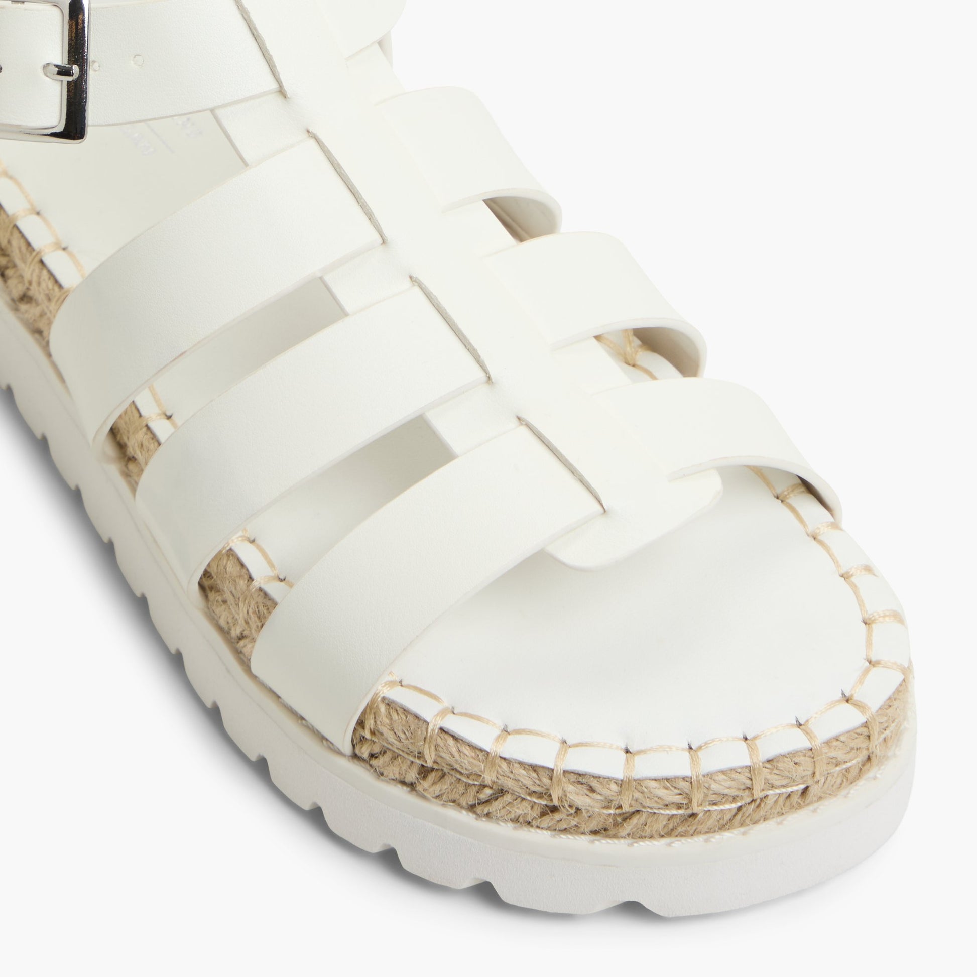 Close-up of the White Palmas Fisherman Sandals