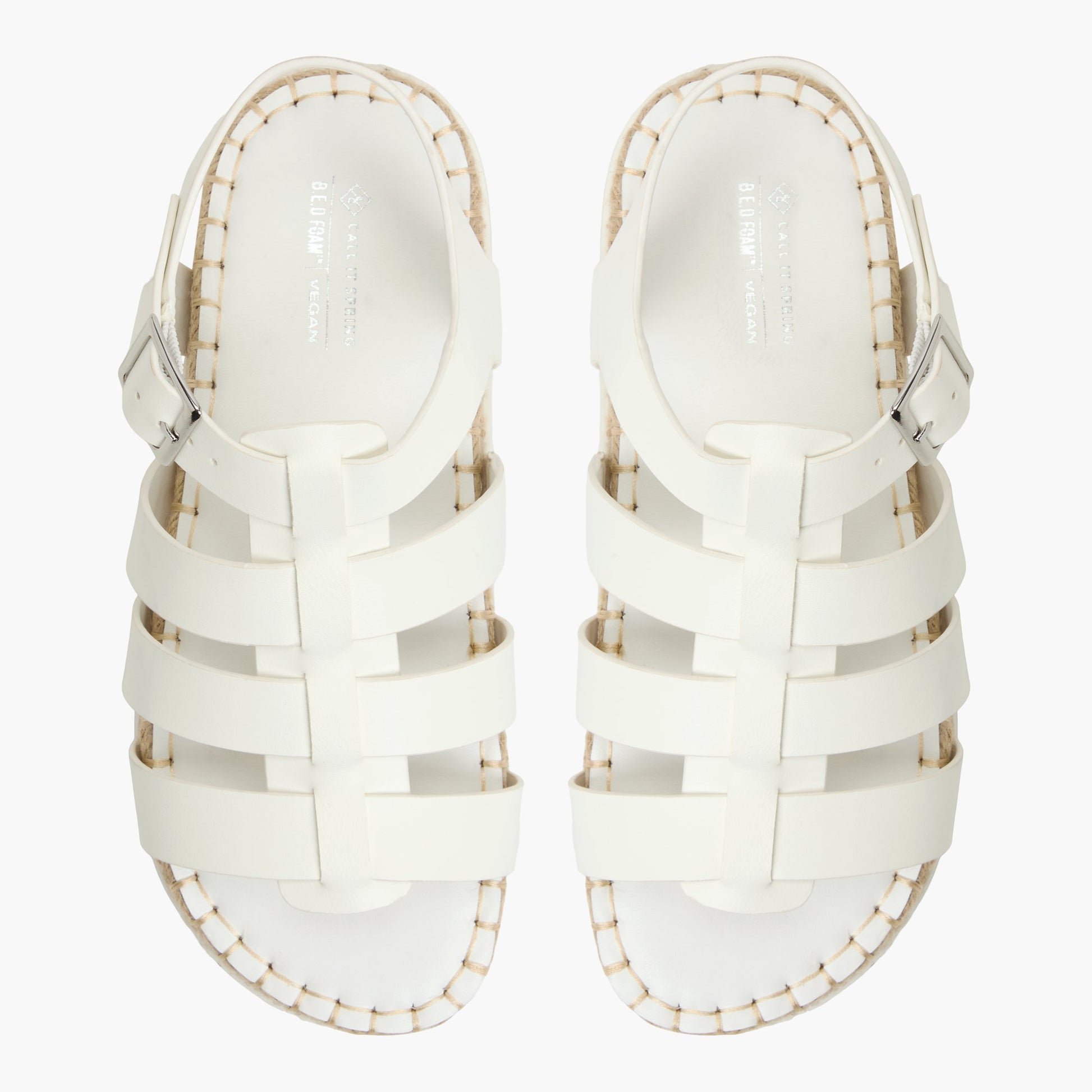 Top-down view of the White Palmas Fisherman Sandals