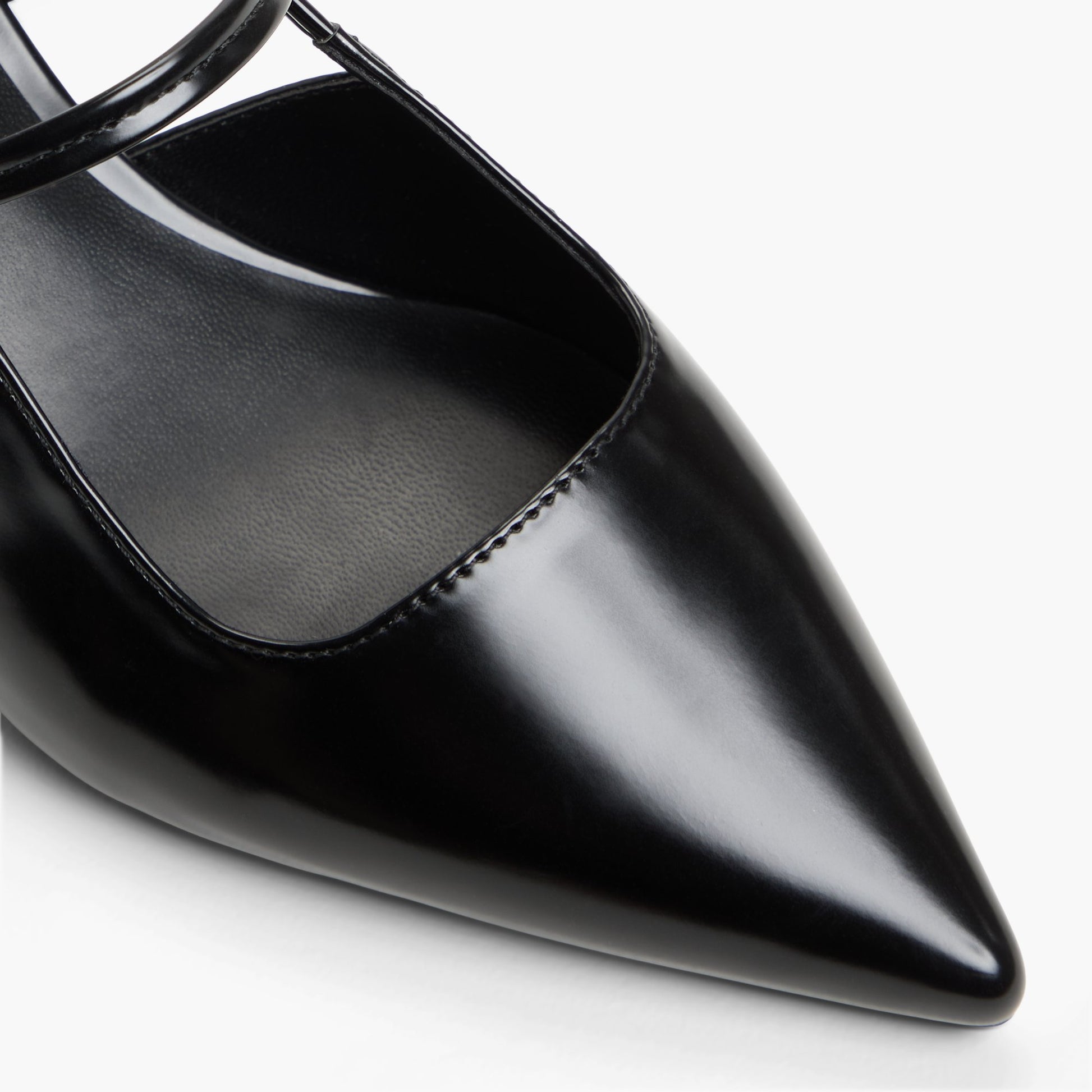 Close-up of the Black Poppiee Slingback Kitten Heels
