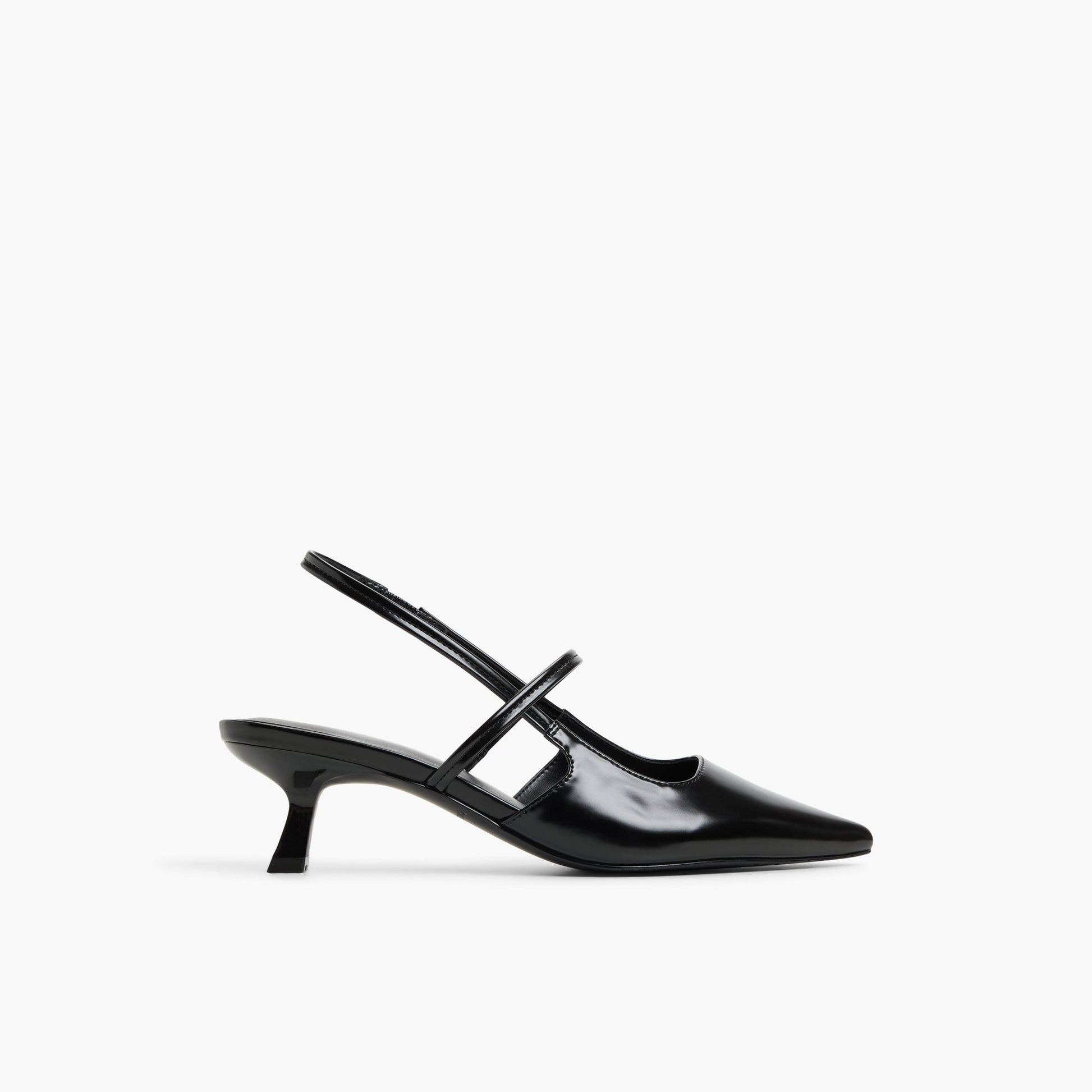 Main View of Black Poppiee Slingback Kitten Heels for Womens