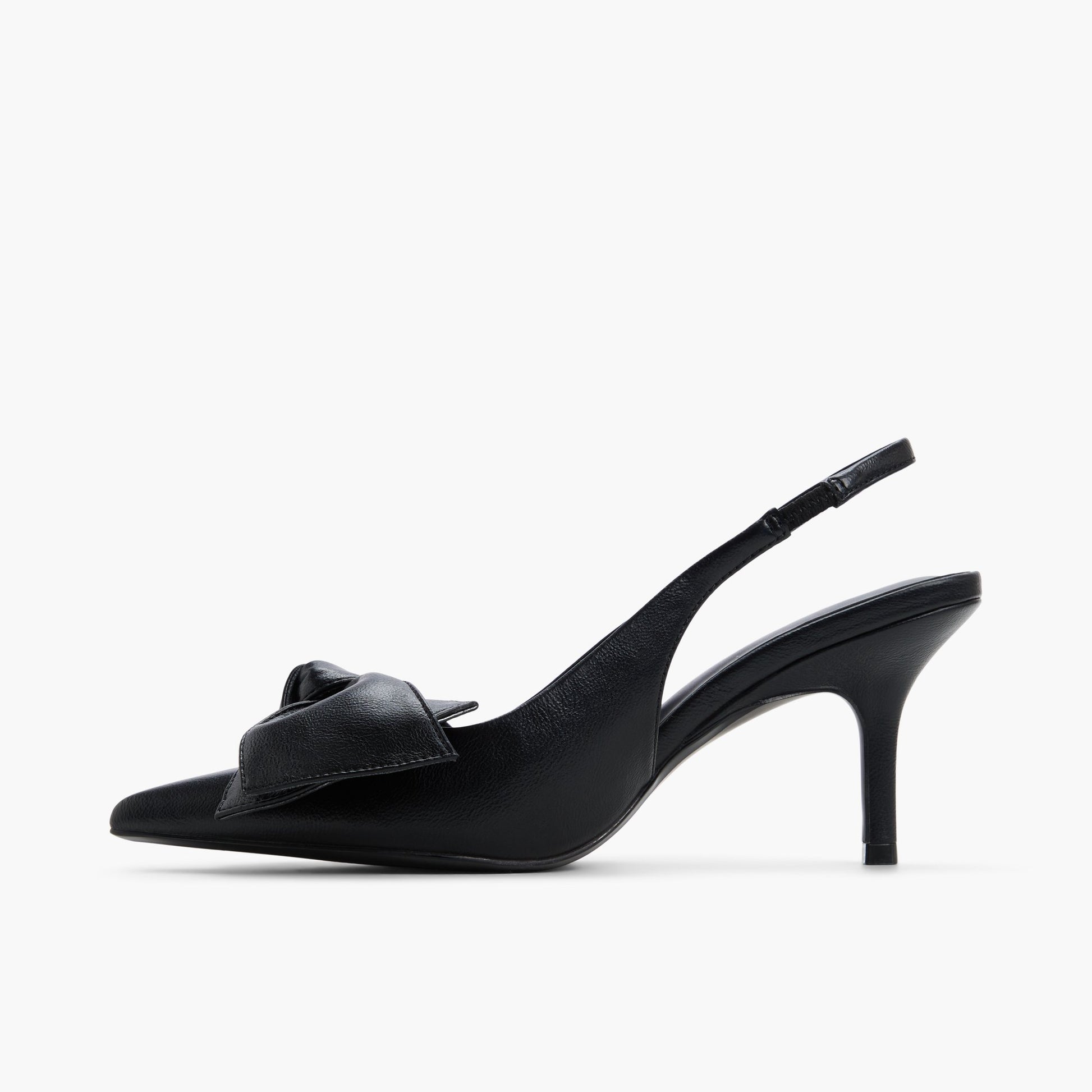 Side view of Black Atheena Slingback Heels