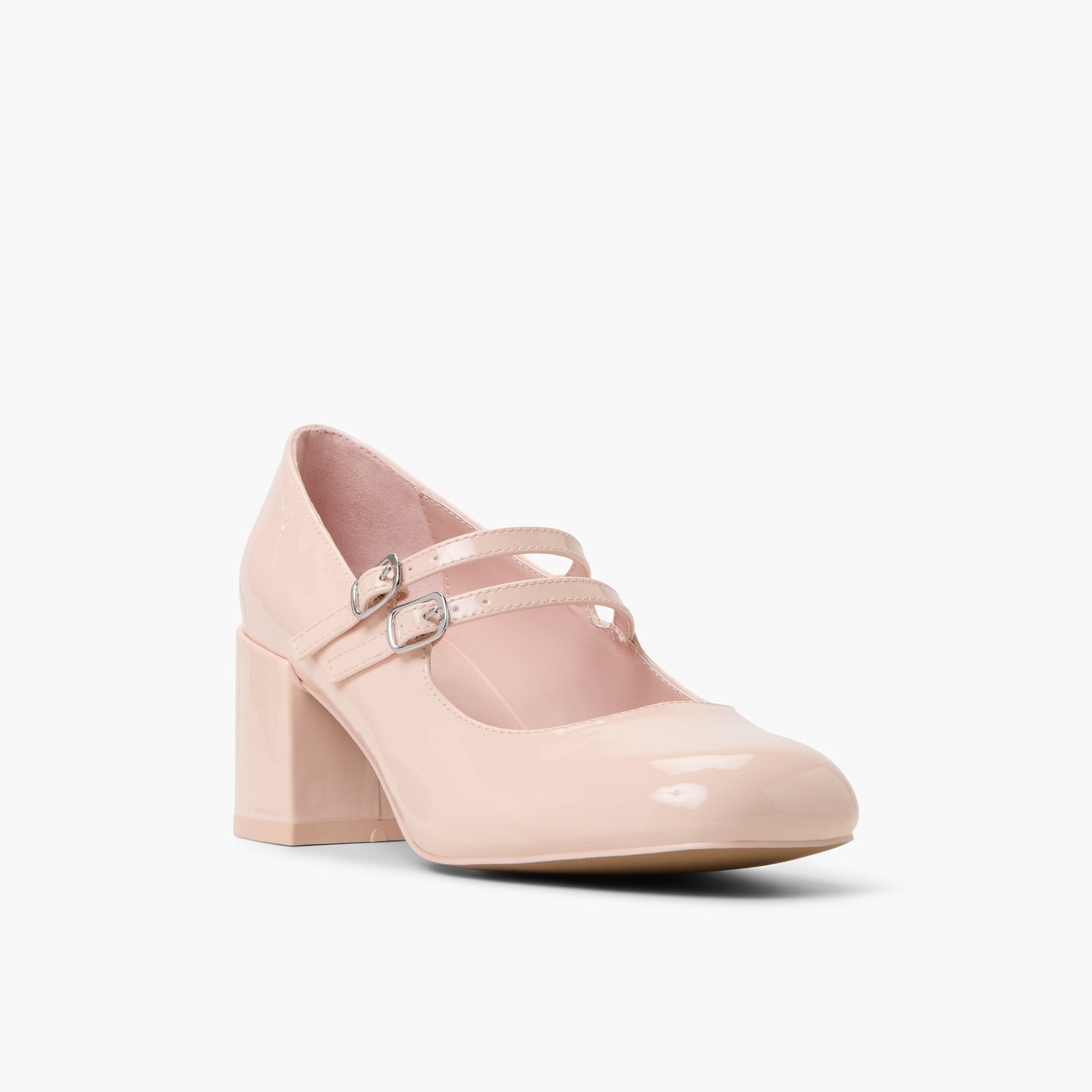 Three-quarter angle of Light Pink Ruubyy Block Heel Mary Janes's front side