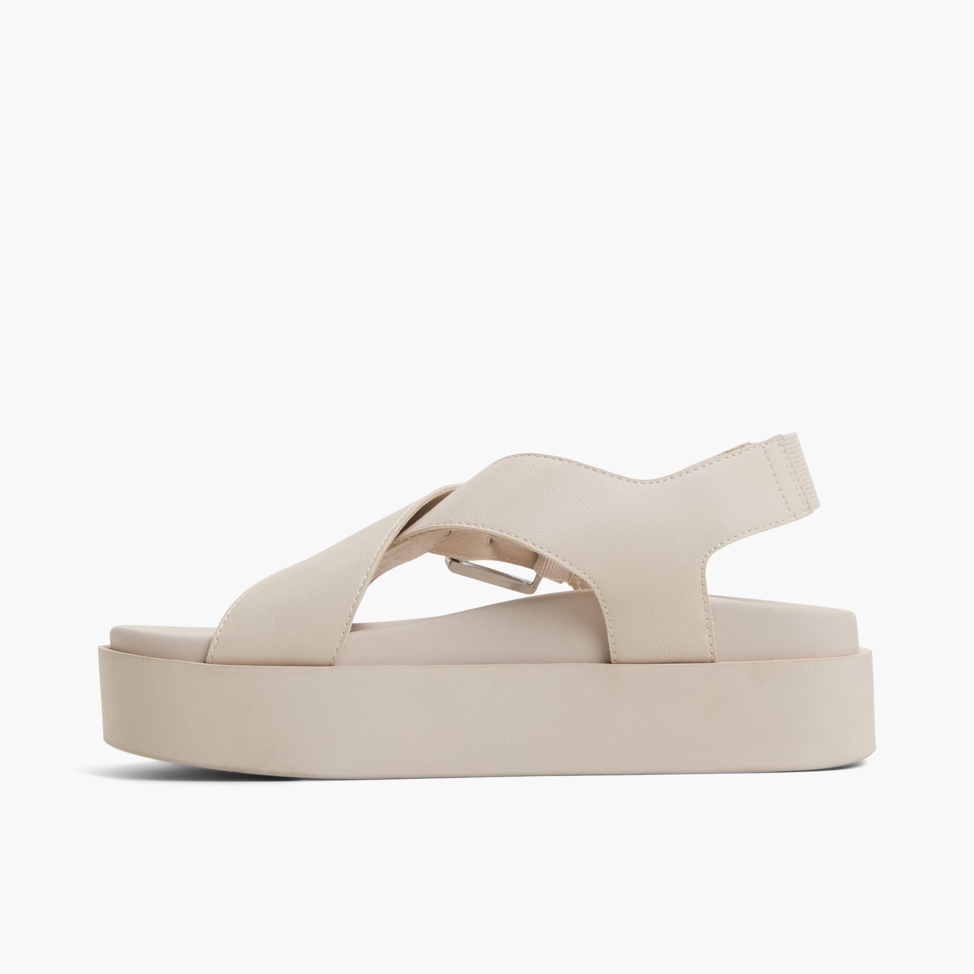 Side view of Light Grey Naluu Strappy Wedge Sandals