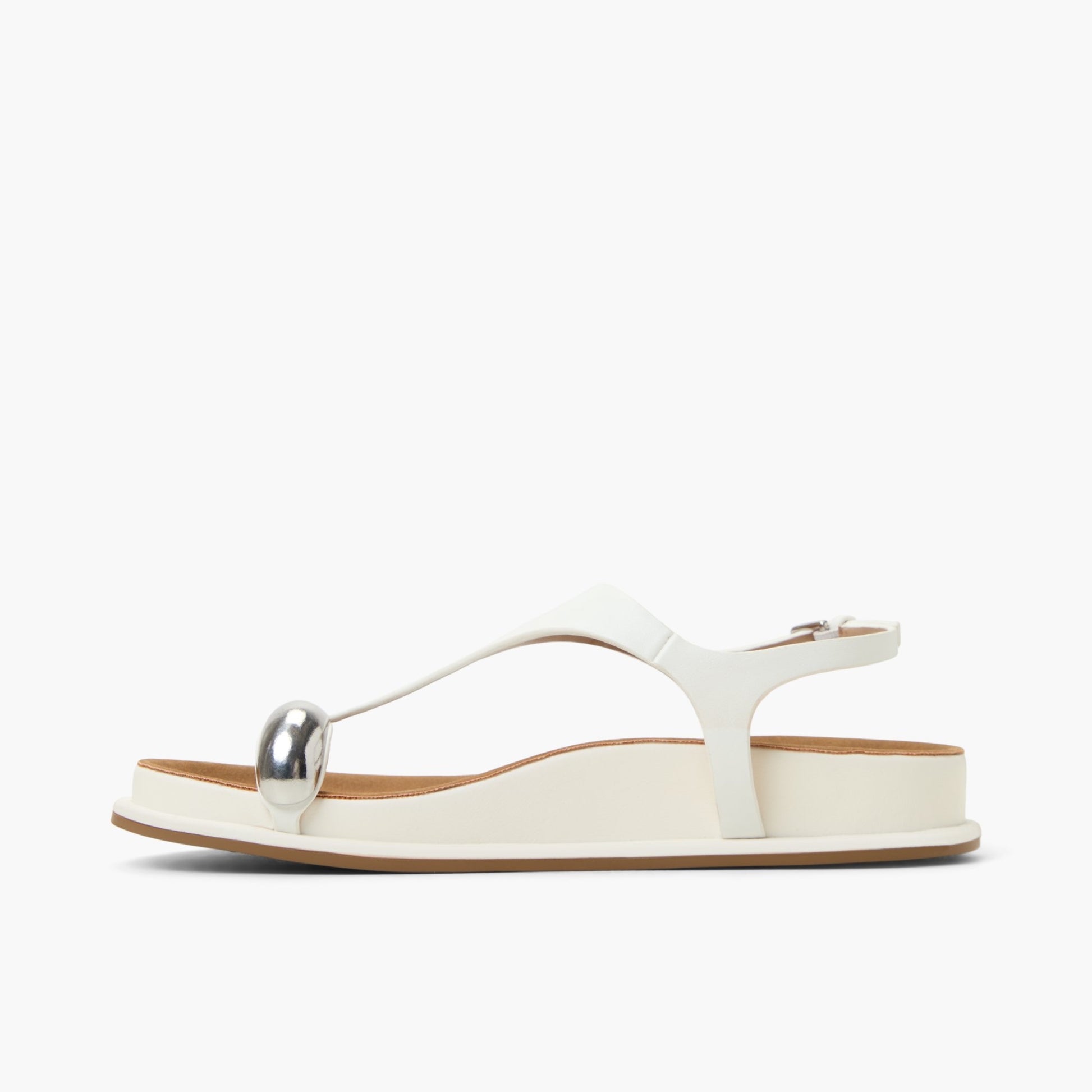 Side view of White Leonah Thong Sandals