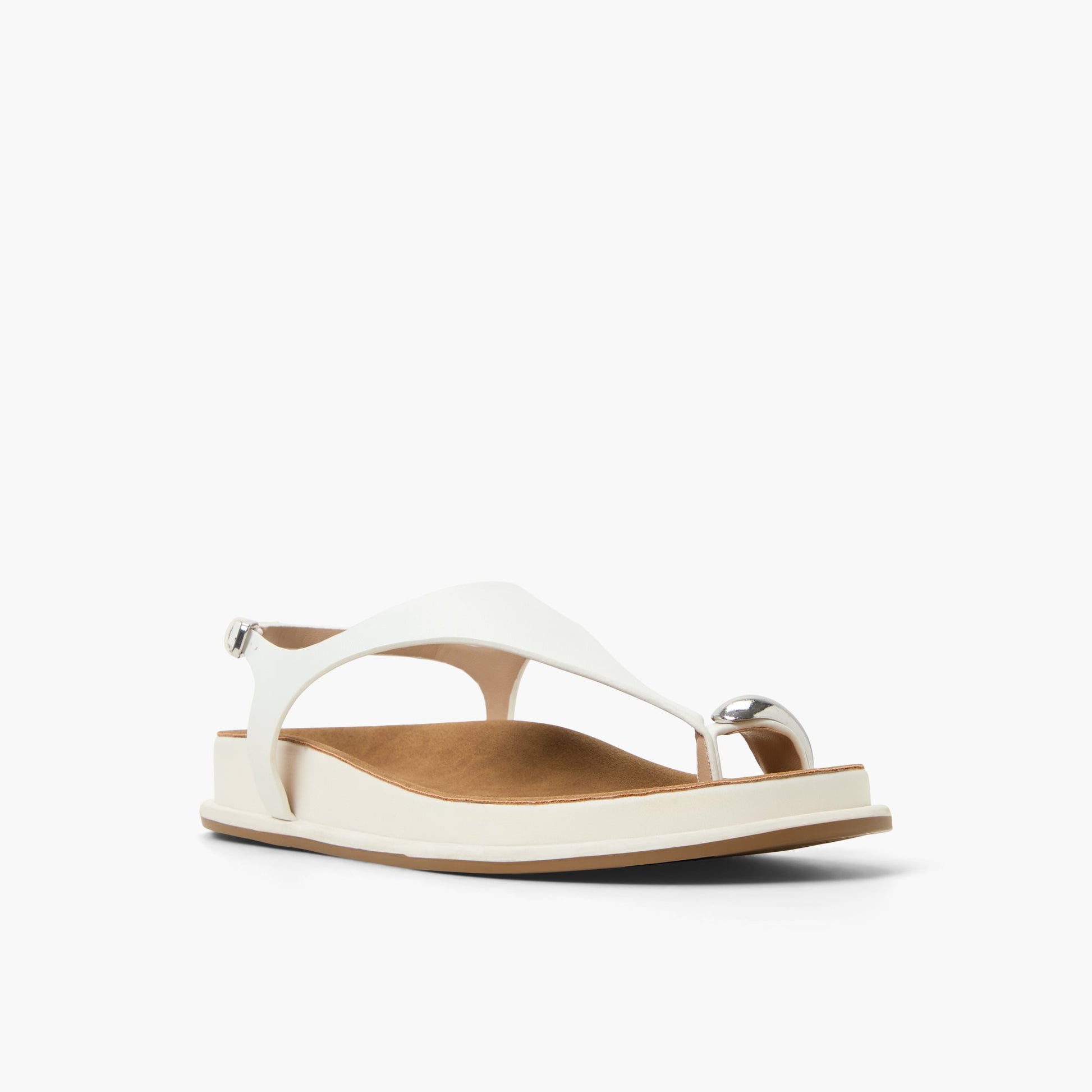 Three-quarter angle of White Leonah Thong Sandals's front side