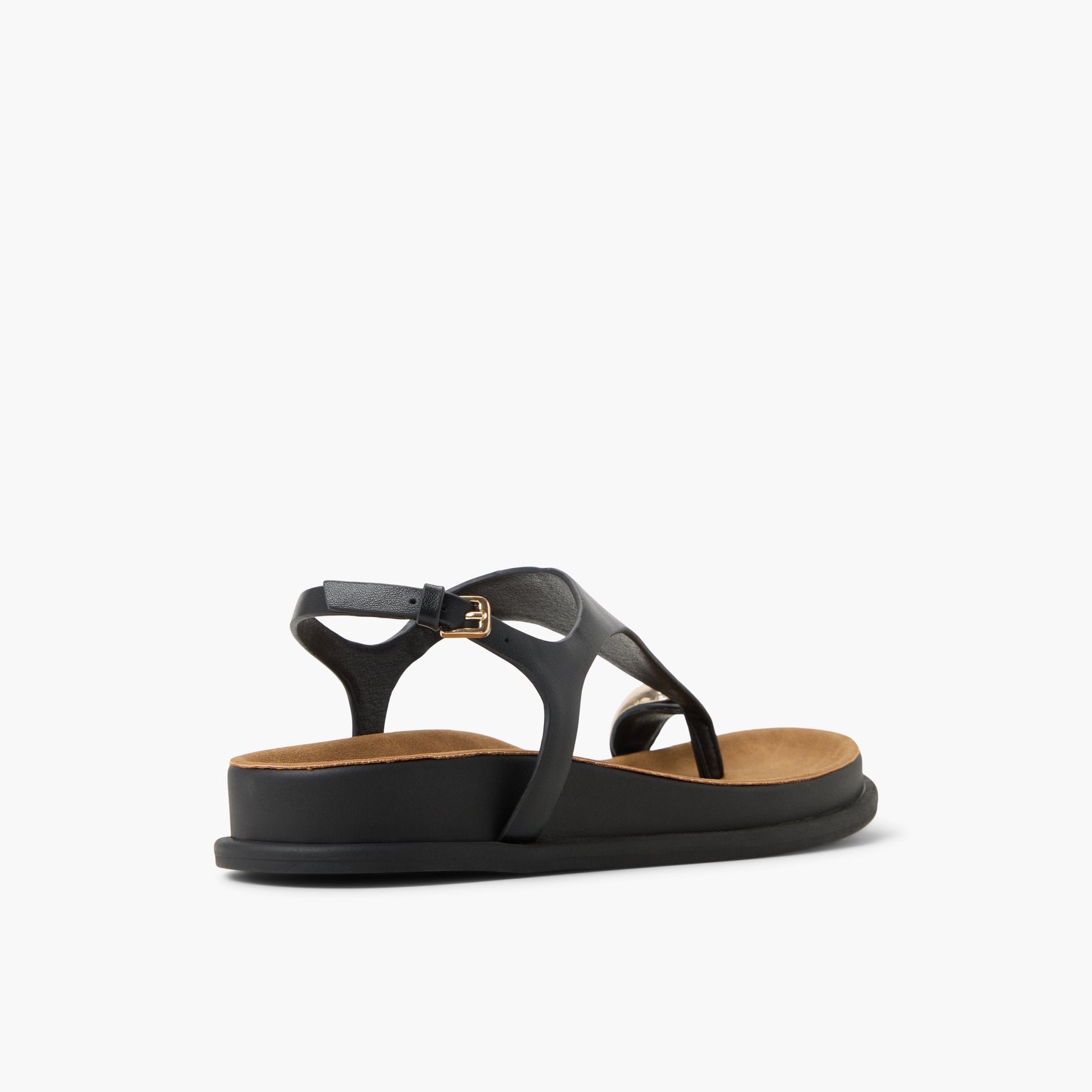 Three-quarter angle of Black Leonah Thong Sandals's back side