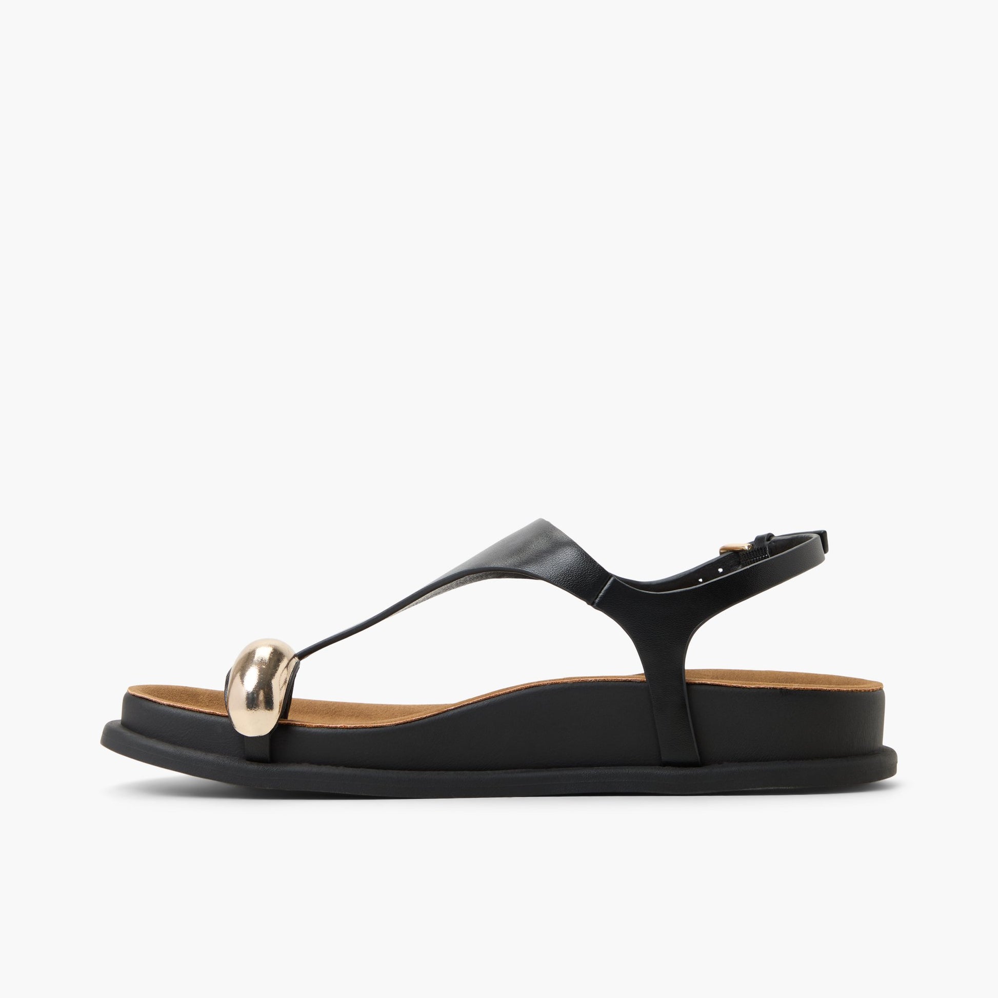 Side view of Black Leonah Thong Sandals