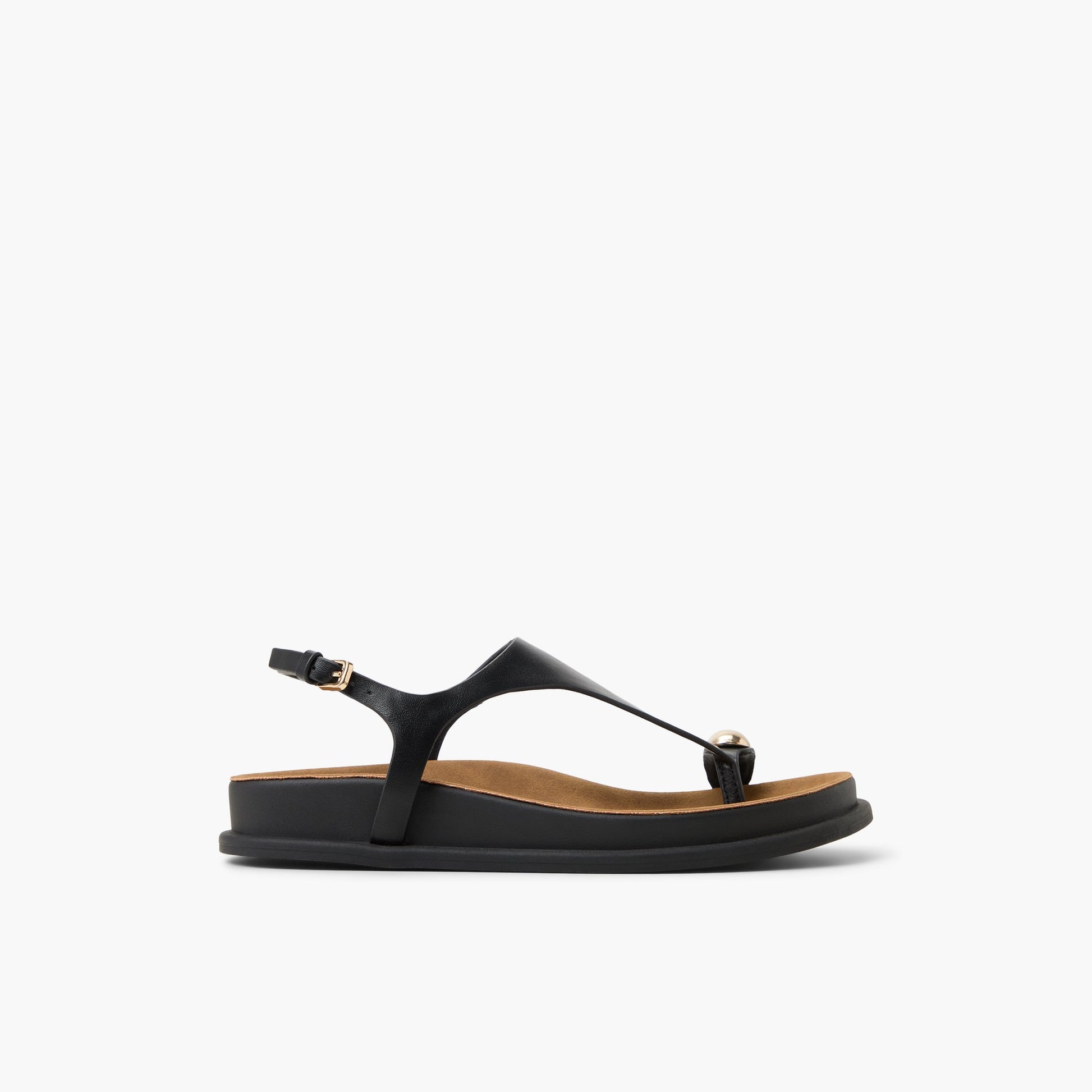 Main View of Black Leonah Thong Sandals for Womens