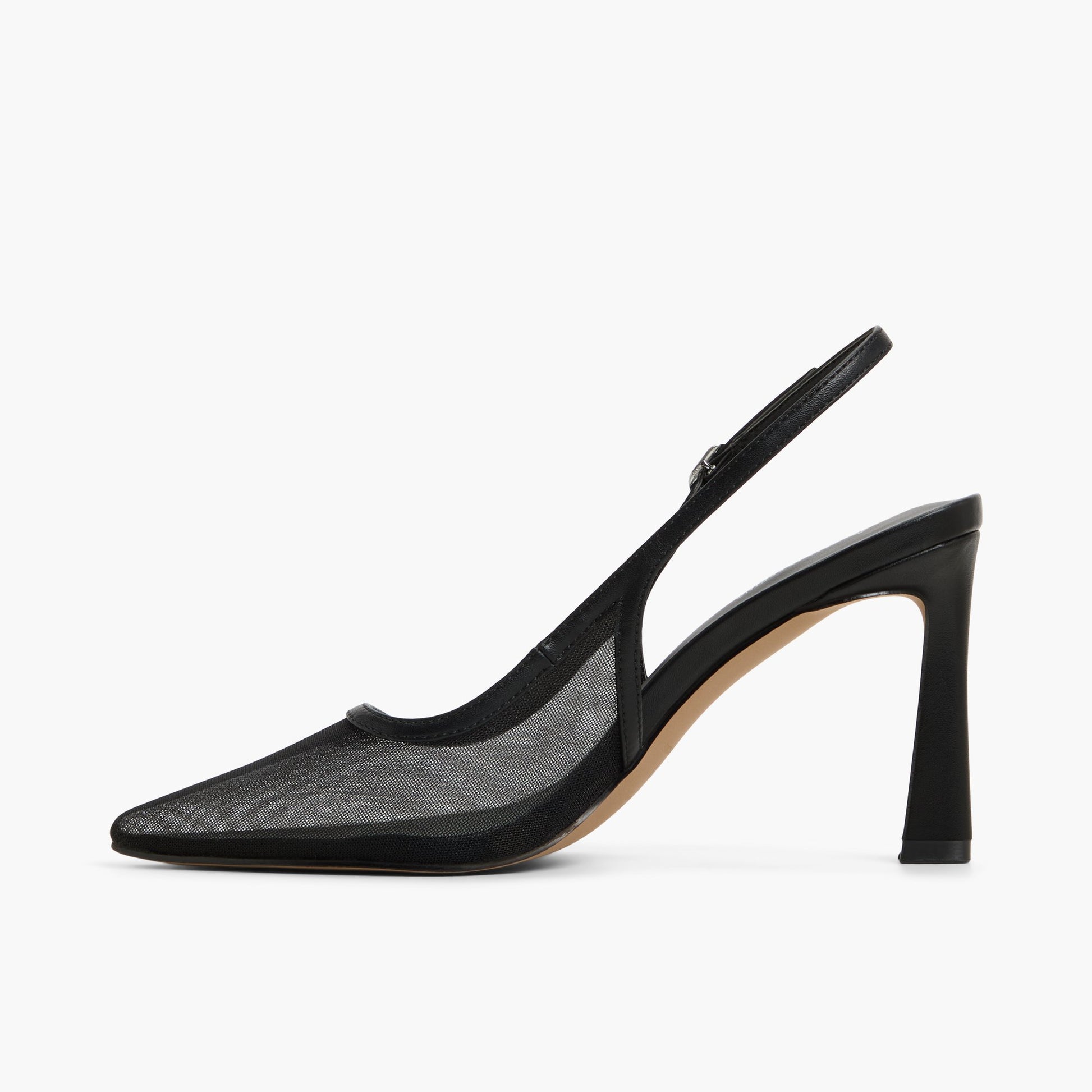 Side view of Black Chiicago Slingback High Heels