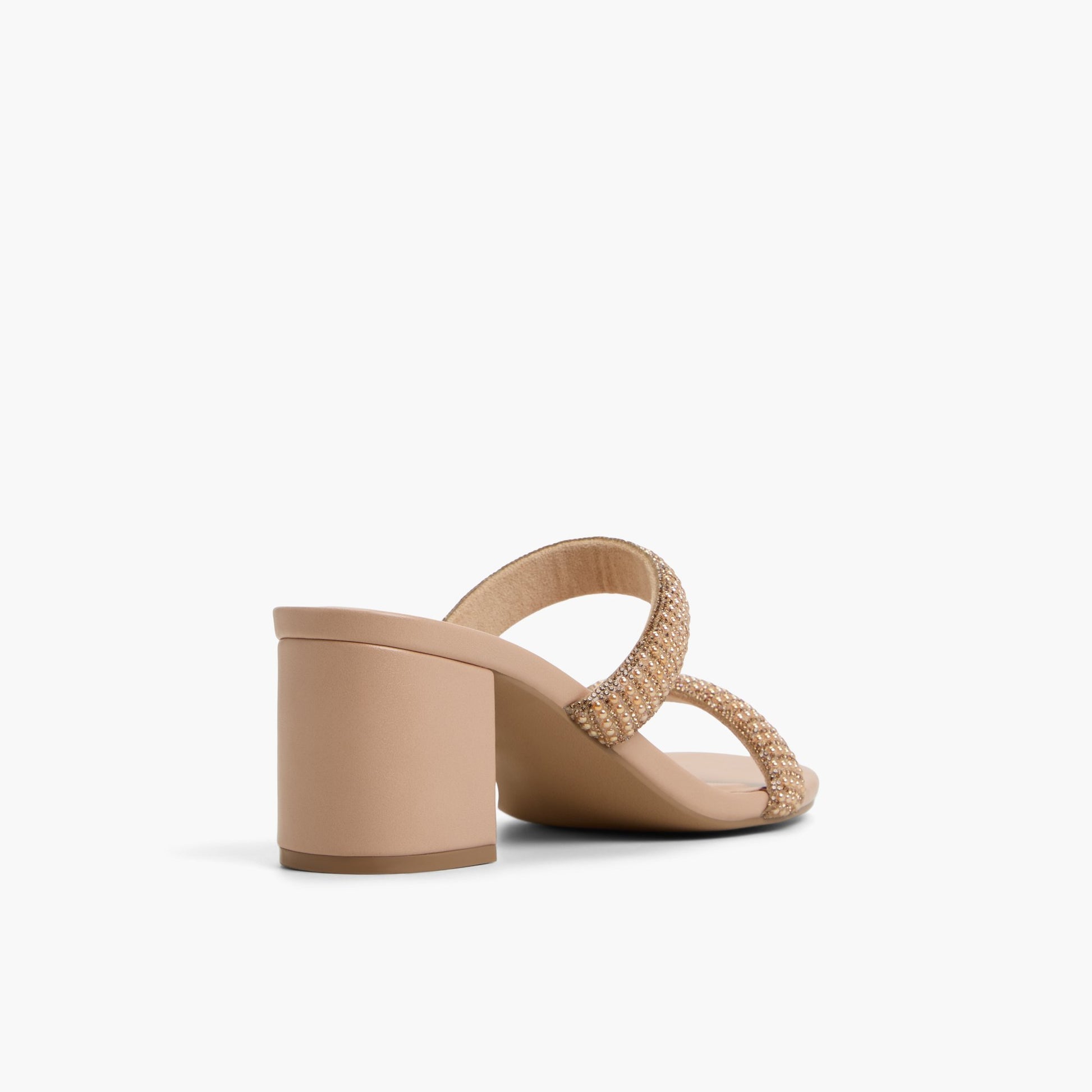 Three-quarter angle of Other Beige Calianaa Block Heel Mules's back side