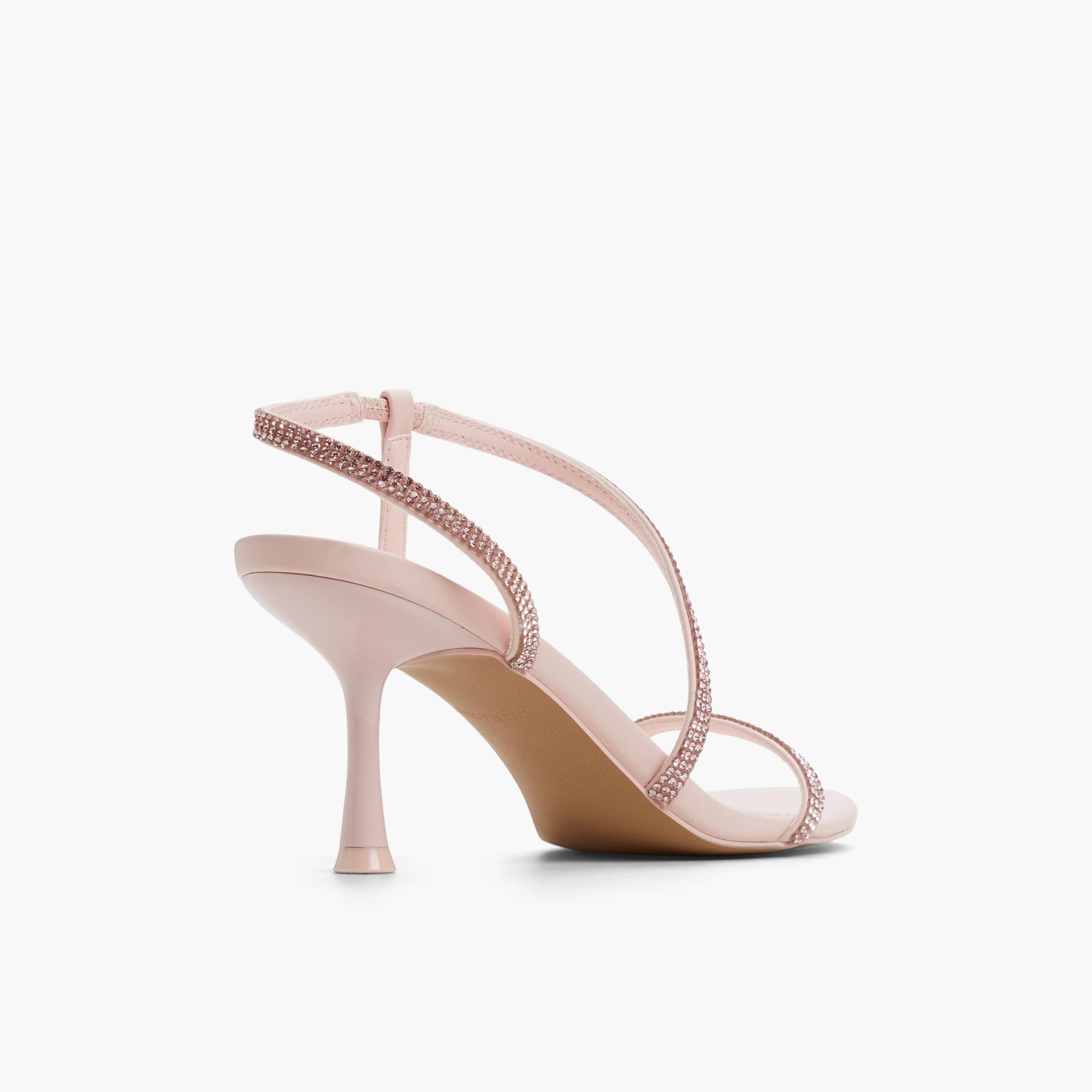 Three-quarter angle of Light Pink Blushh Strappy Mid-Heel Sandals's back side