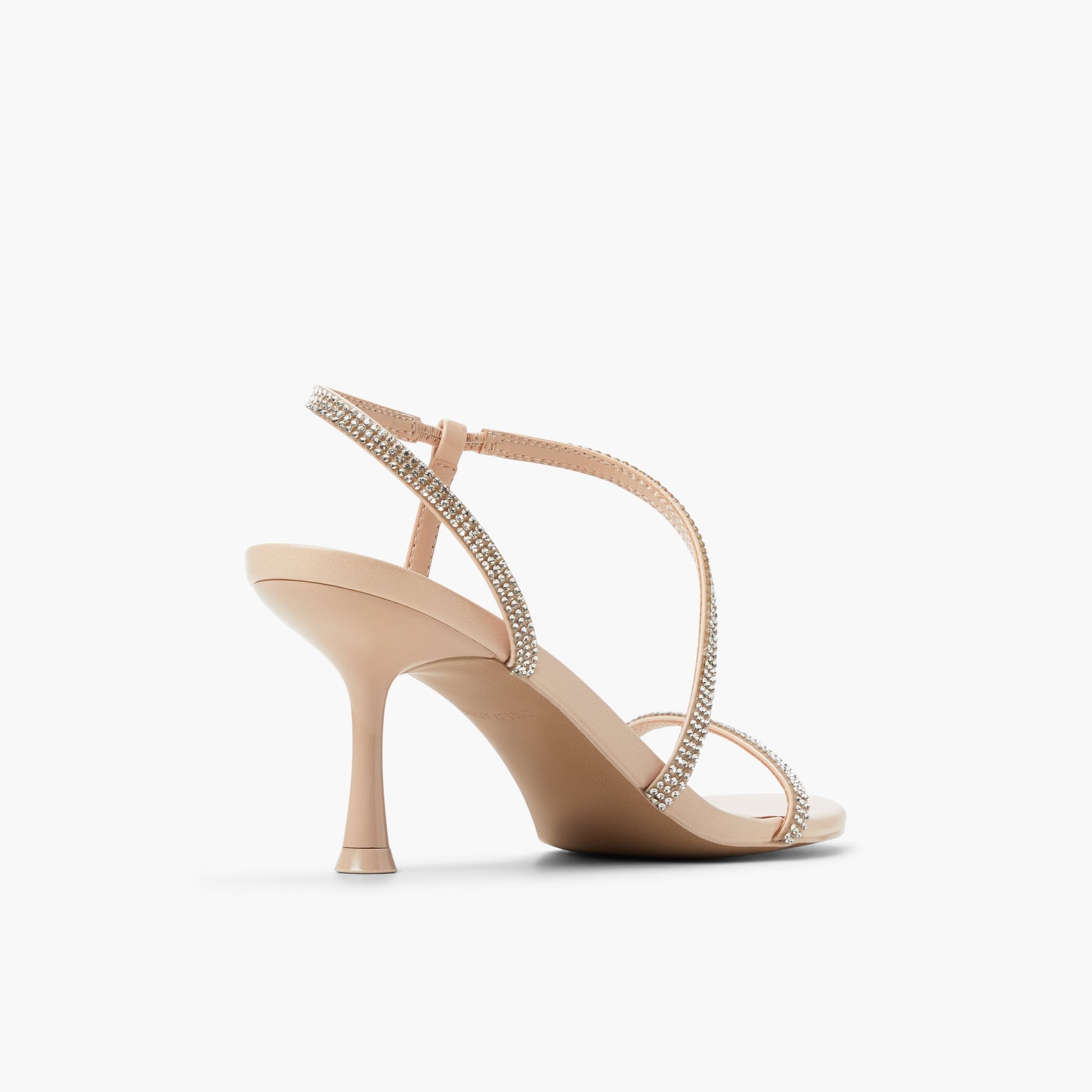 Three-quarter angle of Other Beige Blushh Strappy Mid-Heel Sandals's back side