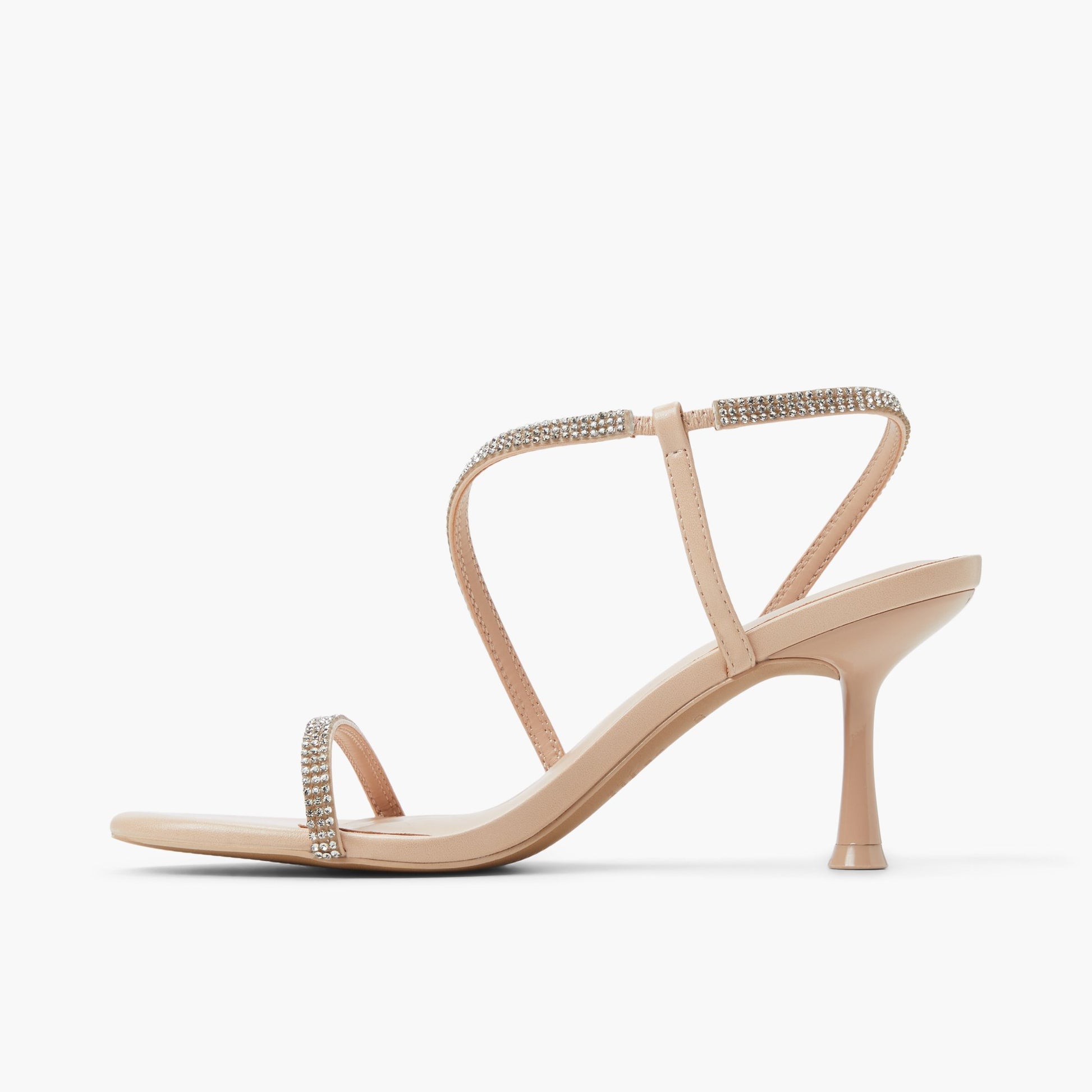Side view of Other Beige Blushh Strappy Mid-Heel Sandals