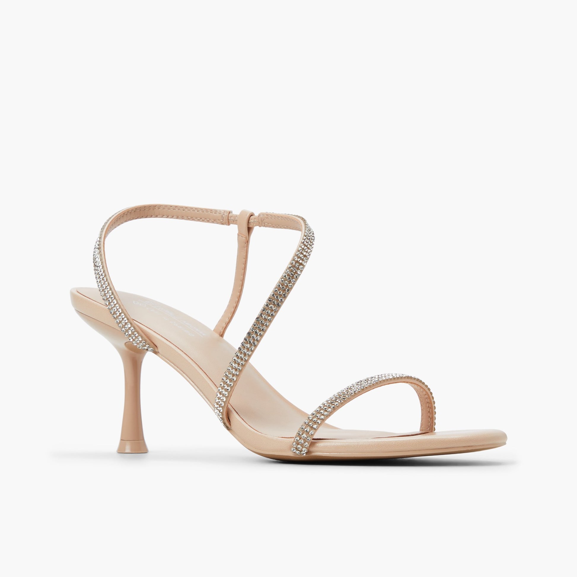 Three-quarter angle of Other Beige Blushh Strappy Mid-Heel Sandals's front side