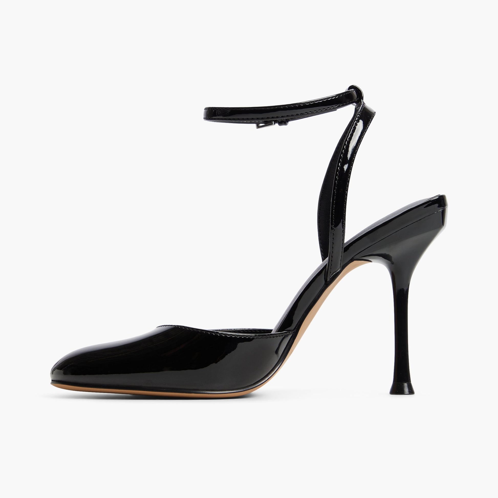 Side view of Black Demiie Stiletto heel