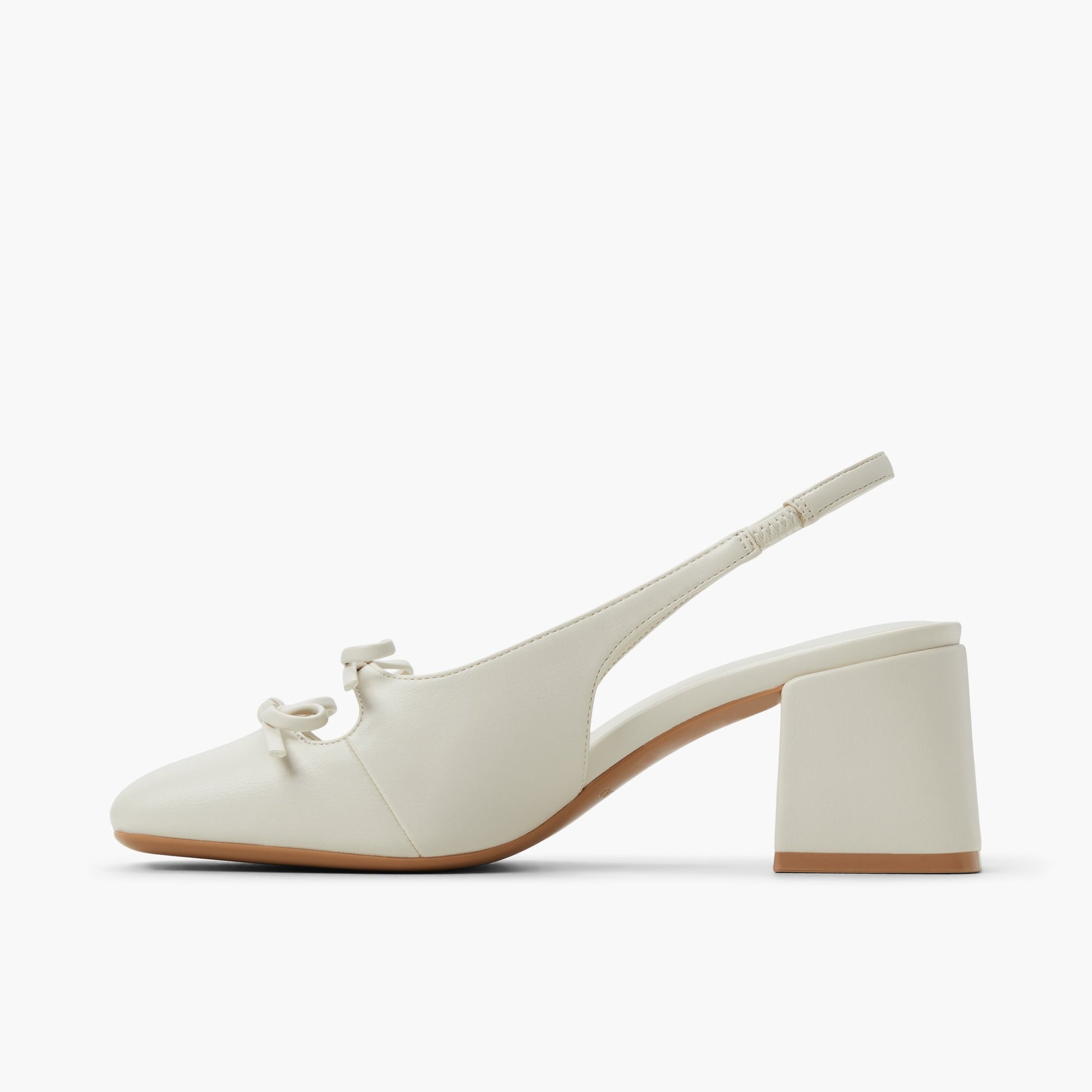 Side view of Ice Fille Slingback Block Heels