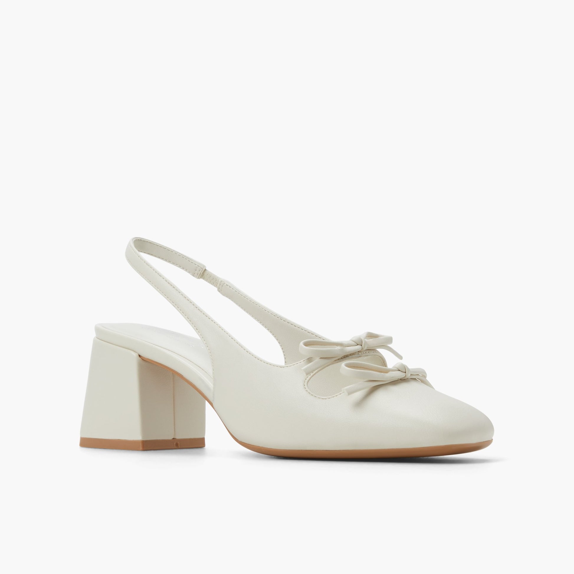 Three-quarter angle of Ice Fille Slingback Block Heels's front side