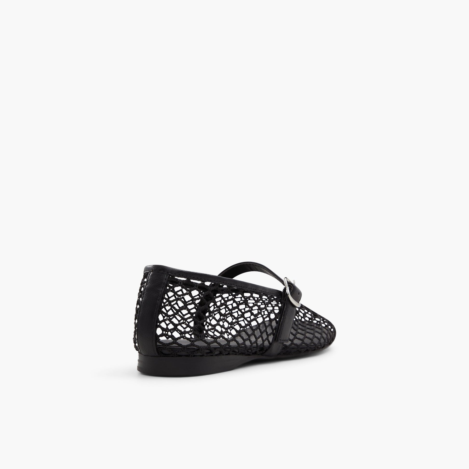 Three-quarter angle of Black Elyiaa Mesh Mary Janes Flats's back side