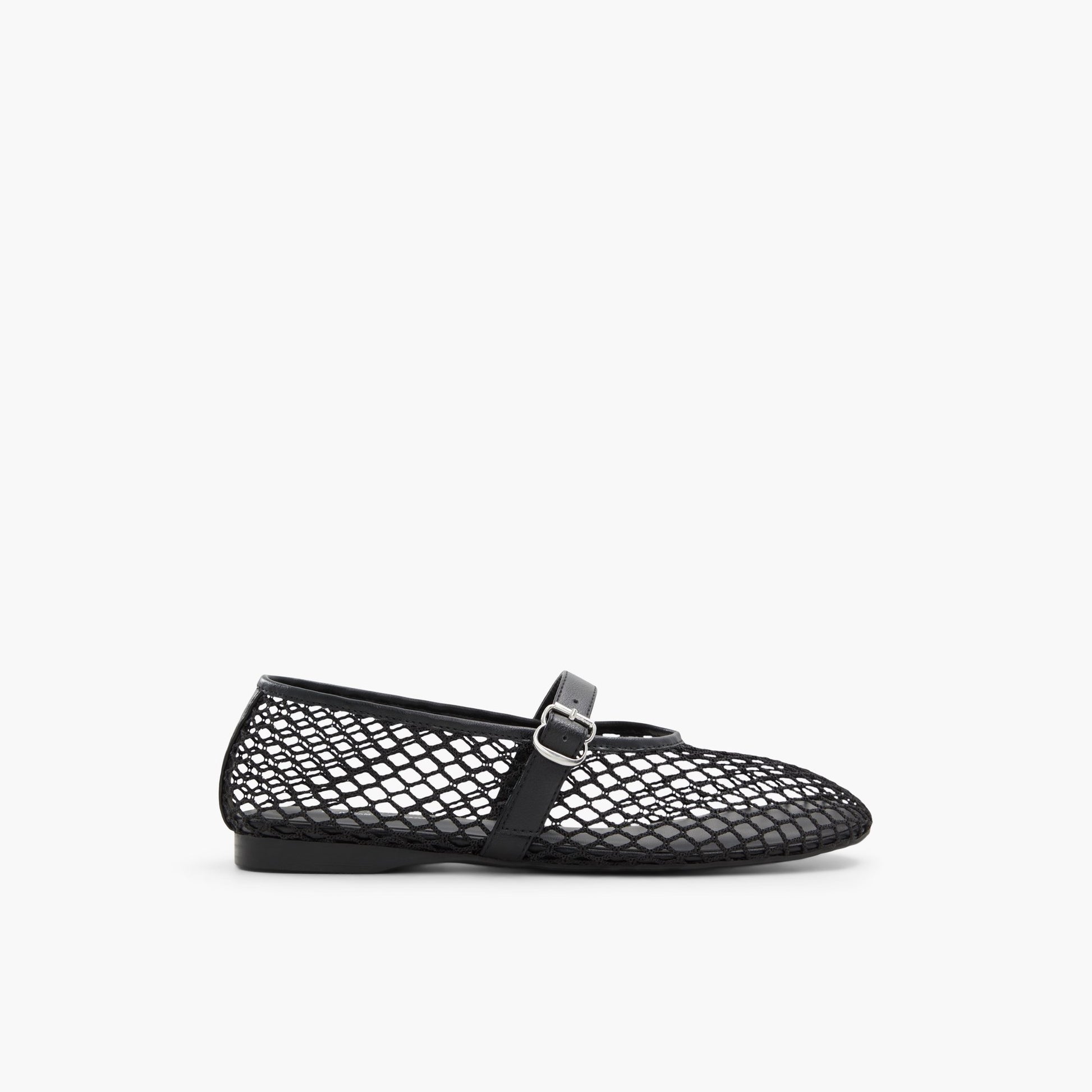 Main View of Black Elyiaa Mesh Mary Janes Flats for Womens