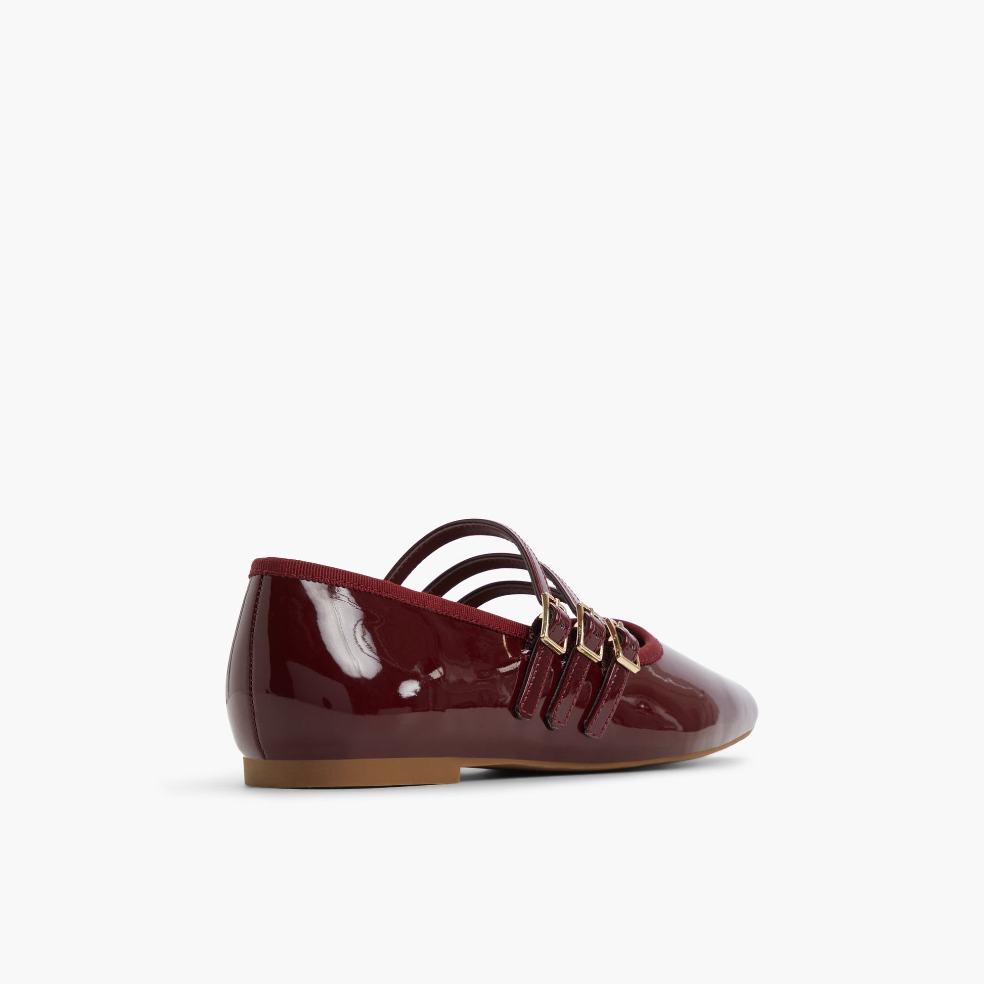 Three-quarter angle of Bordo Kamelie Mary Jane Flats's back side