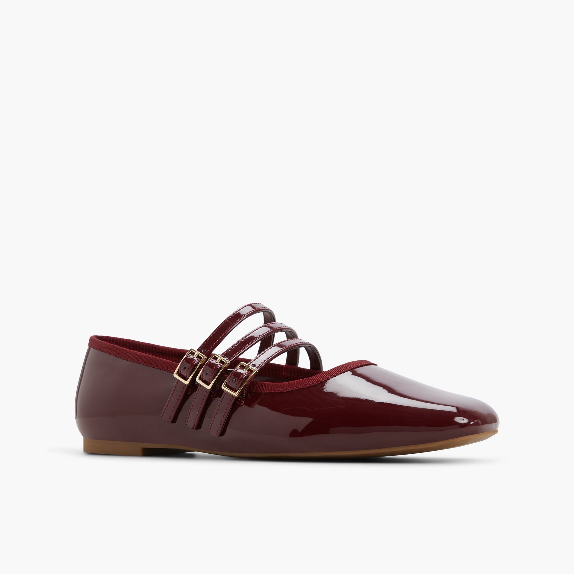 Three-quarter angle of Bordo Kamelie Mary Jane Flats's front side