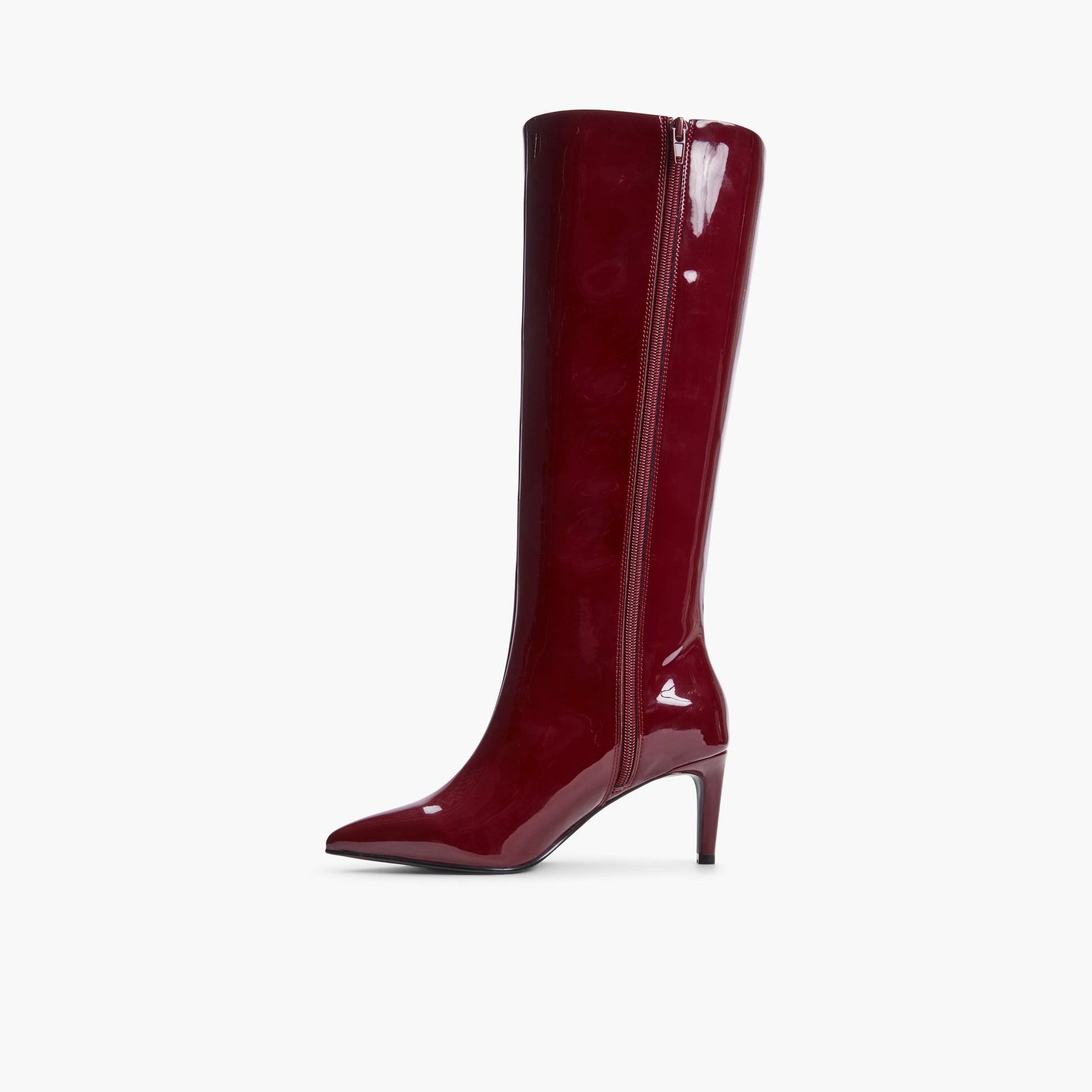 Side view of Bordo Rhodde Low-Mid Heeled Tall Boots