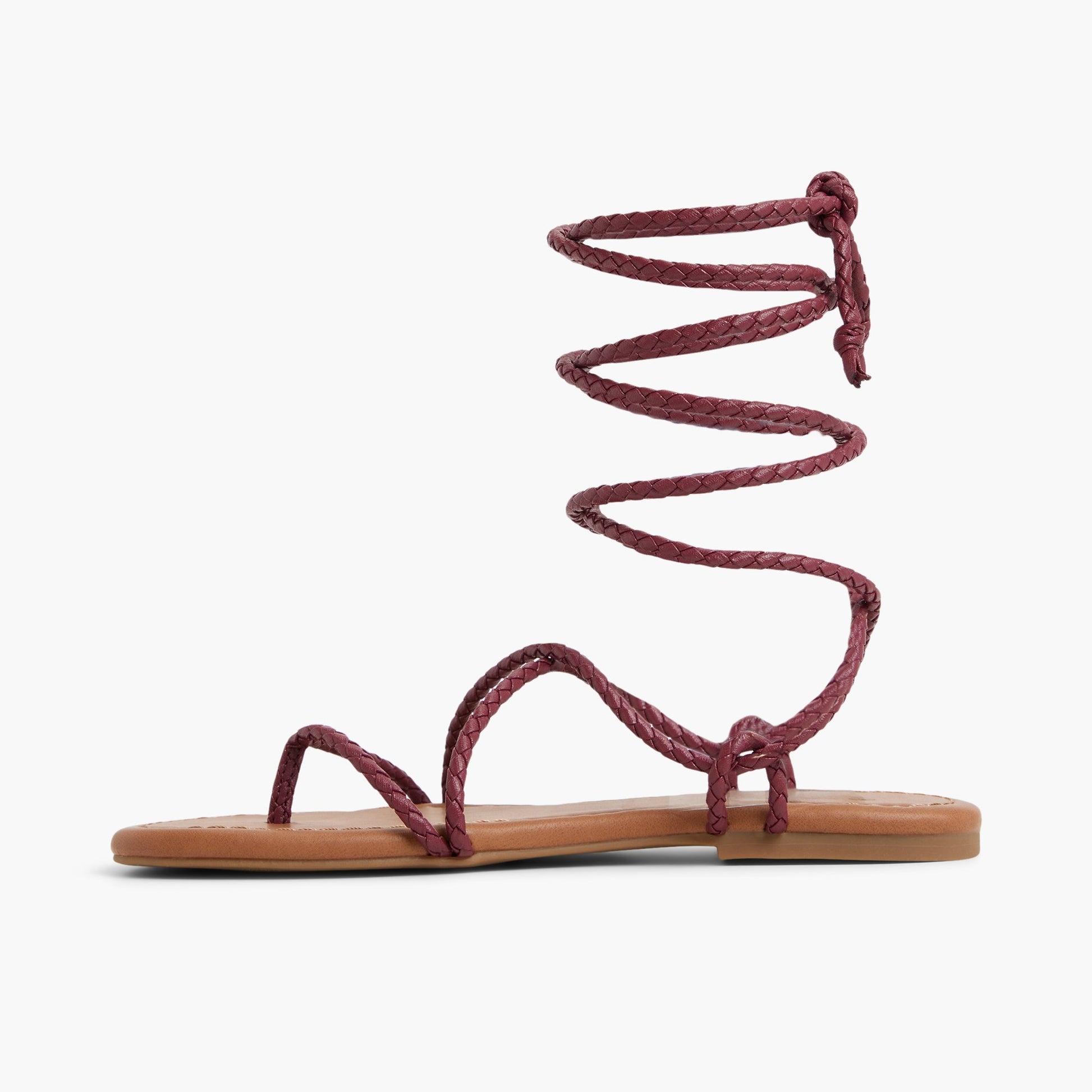 Side view of Dark Pink Romiie Gladiator Flat Sandals