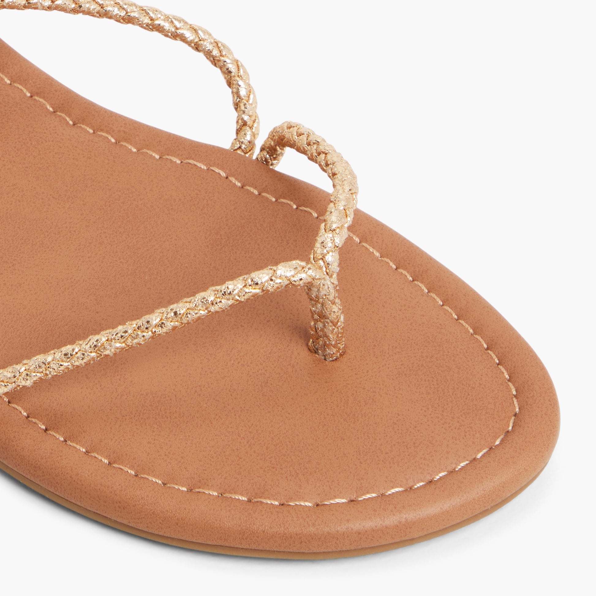 Close-up of the Gold Romiie Gladiator Flat Sandals