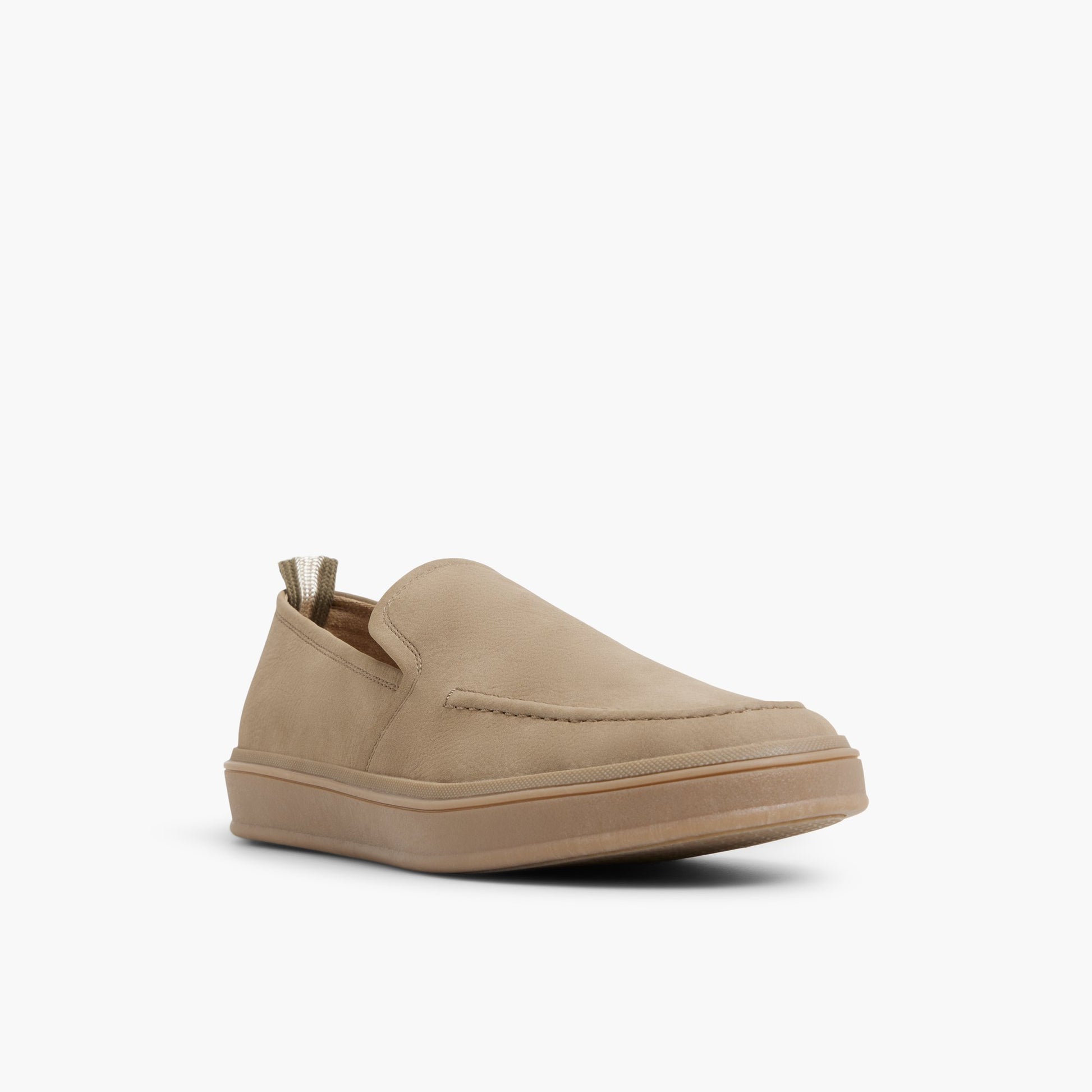 Three-quarter angle of Taupe Cantor Slip-on Shoes's front side