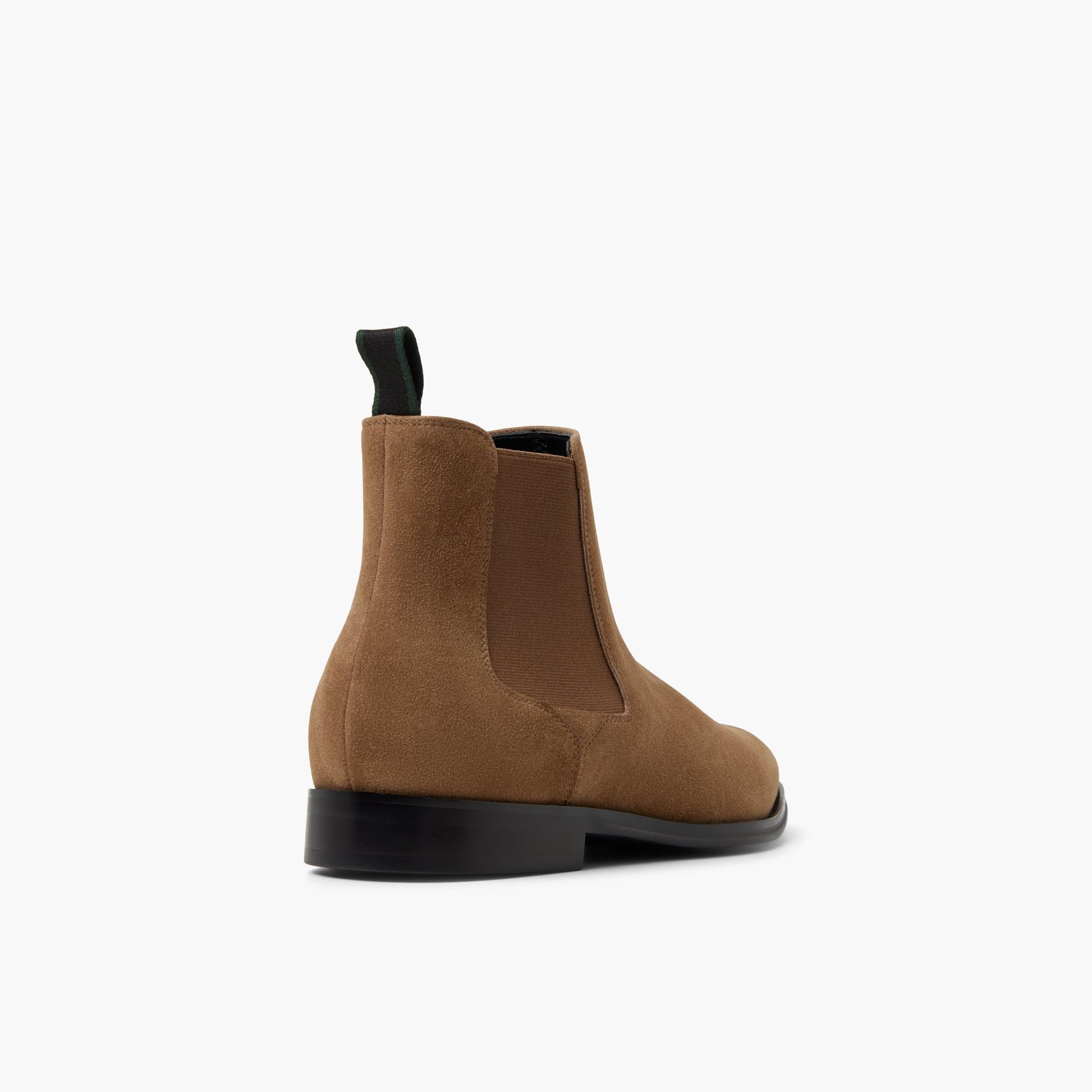 Three-quarter angle of Taupe Britton Chelsea Boots's back side