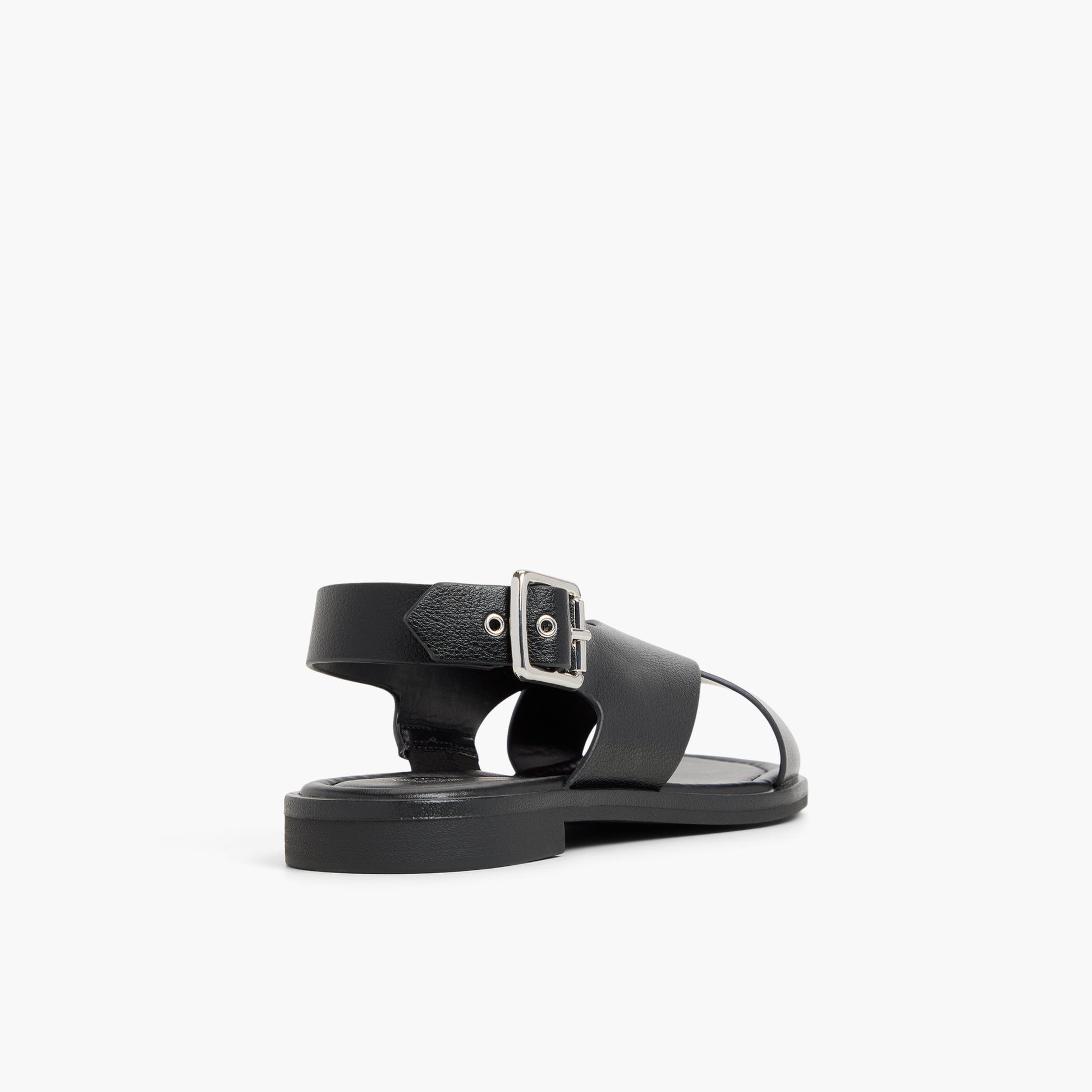 Three-quarter angle of Black Avaline Slingback Flat Sandals's back side