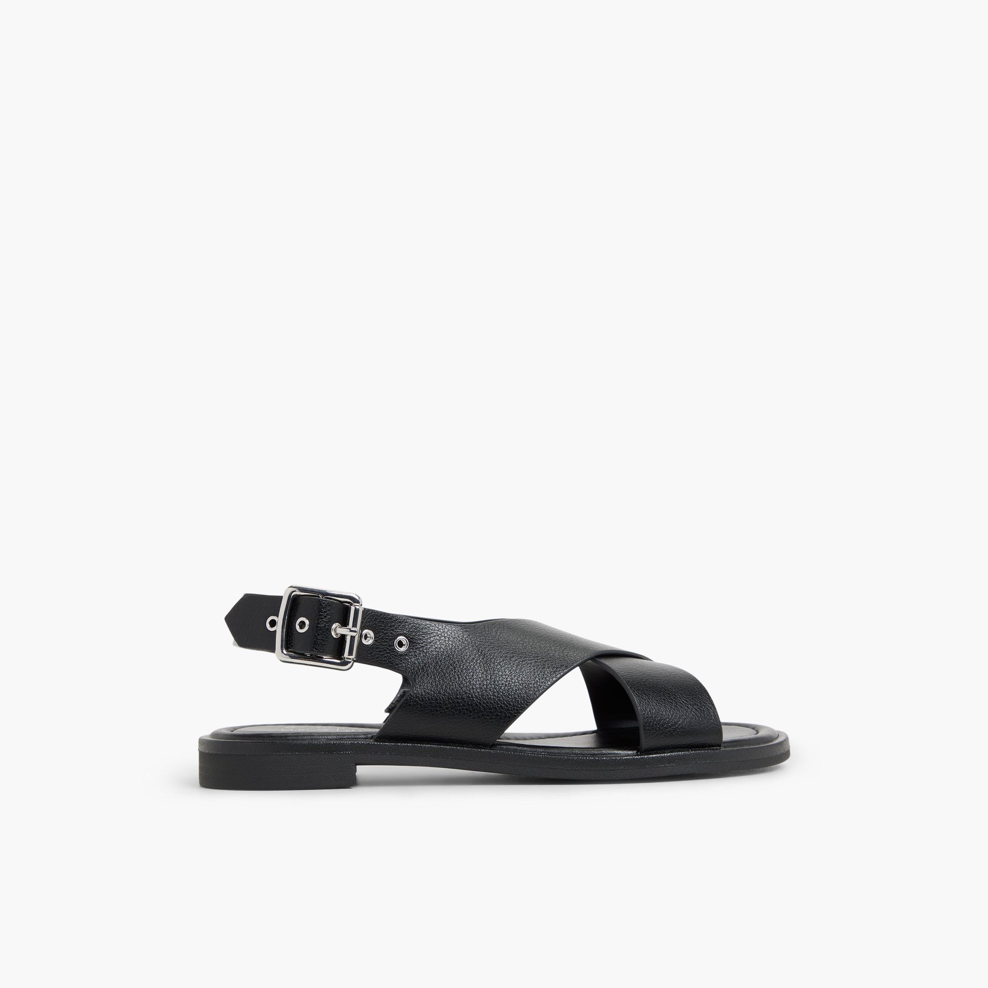 Main View of Black Avaline Slingback Flat Sandals for Womens
