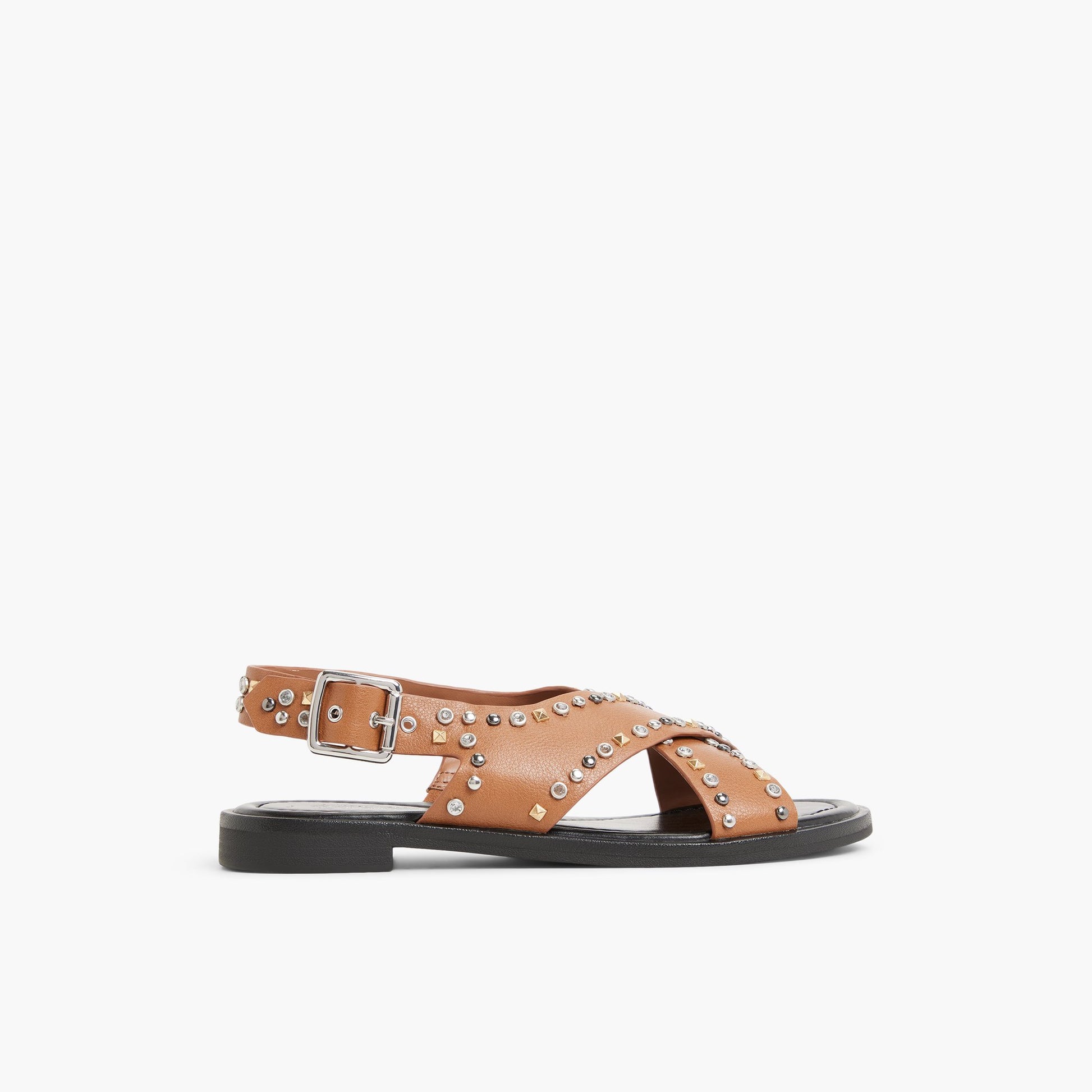 Main View of Cognac Avaline Slingback Flat Sandals for Womens