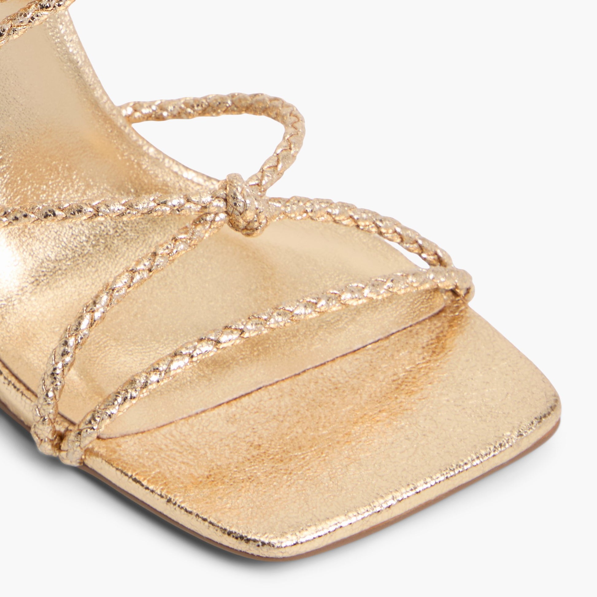 Close-up of the Gold Adriaana High Heel Strappy Sandals