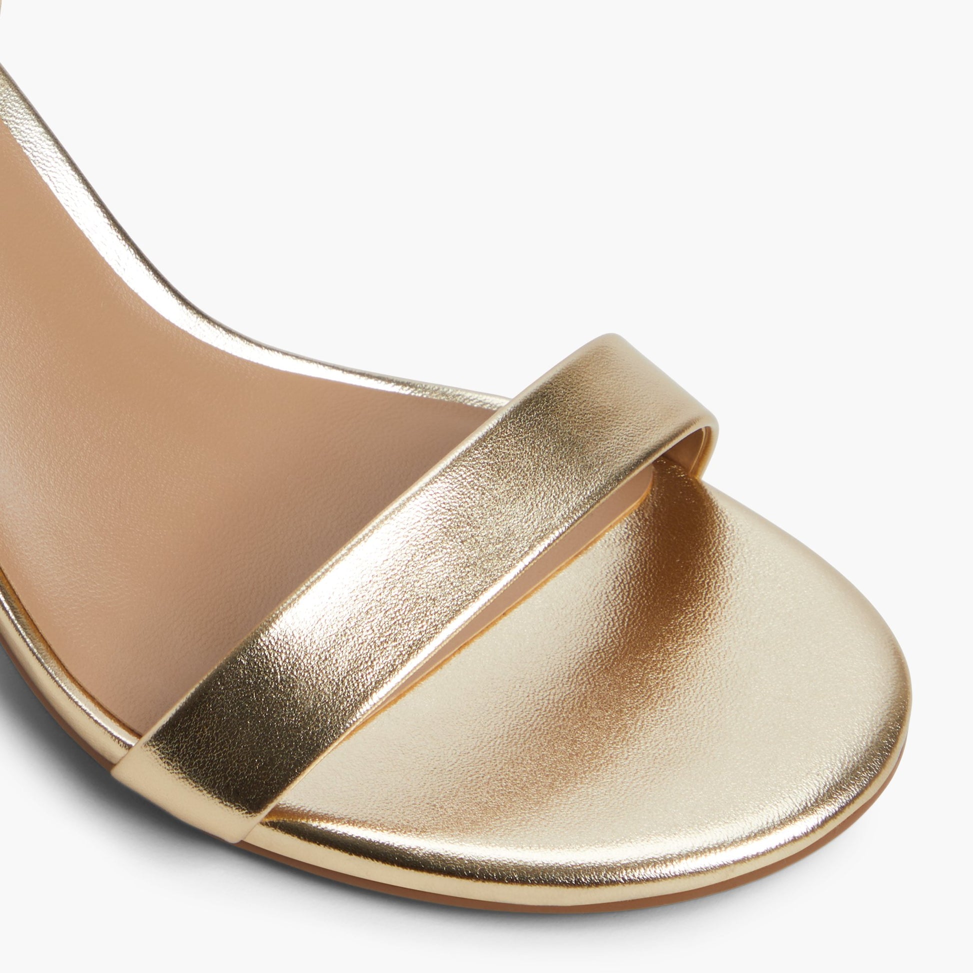 Close-up of the Gold Madelyyn Kitten Heel Sandals