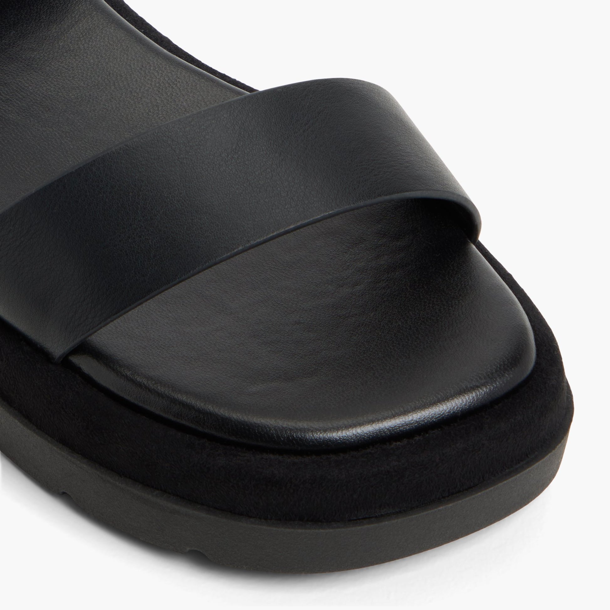 Close-up of the Black Joellle Chunky Flat Sandals