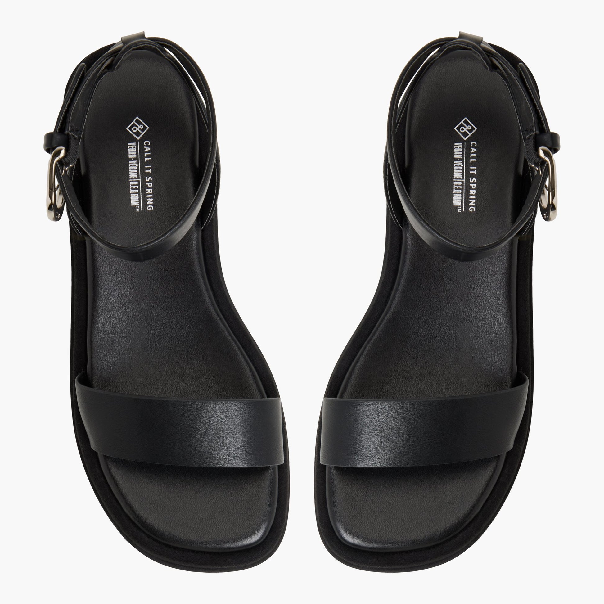 Top-down view of the Black Joellle Chunky Flat Sandals