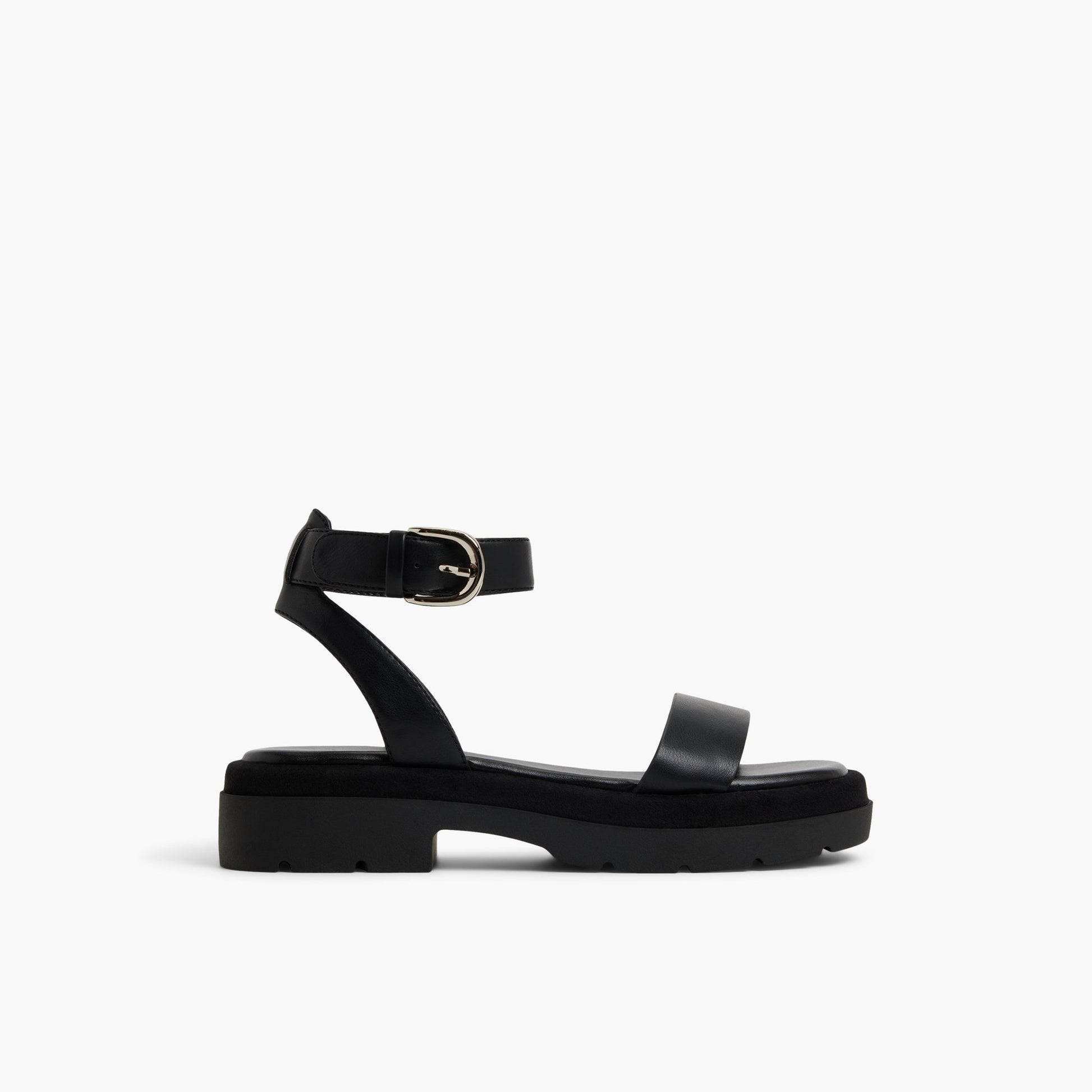 Main View of Black Joellle Chunky Flat Sandals for Womens