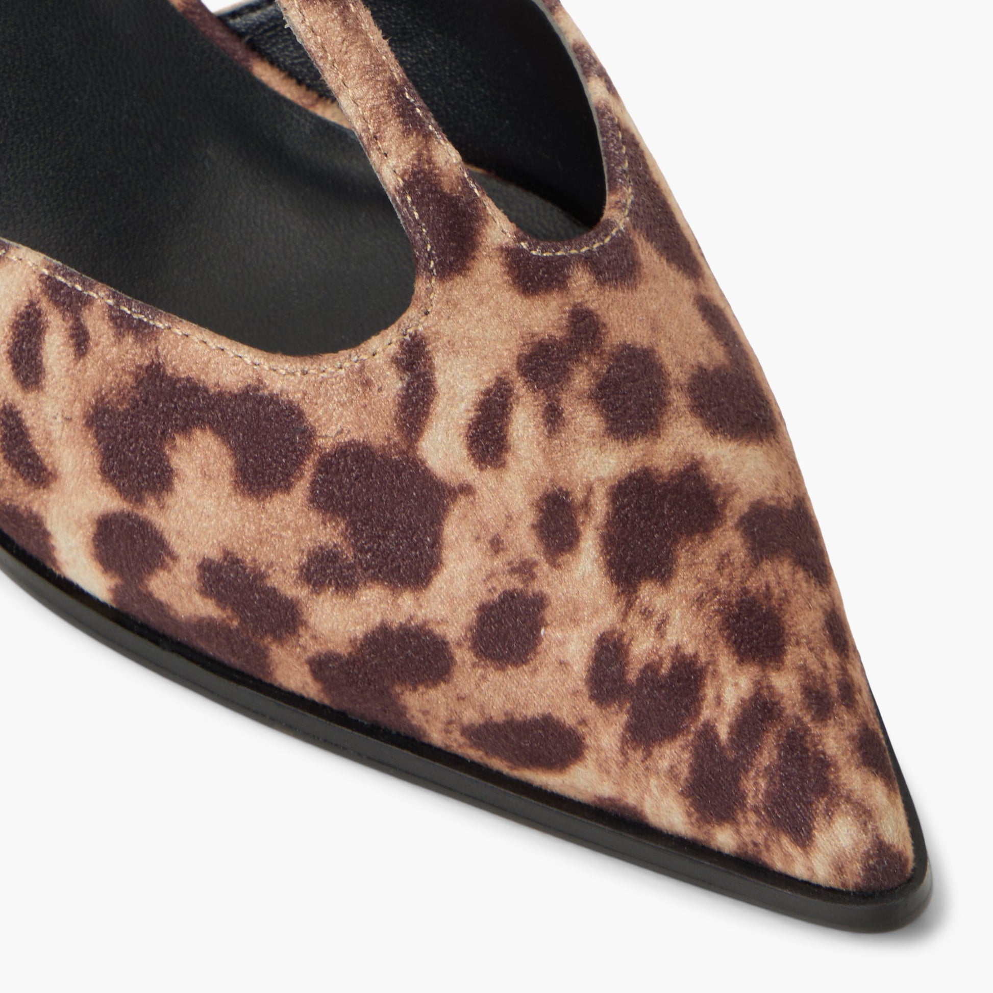 Close-up of the Brown overflow Talaa T-Bar Kitten Heels