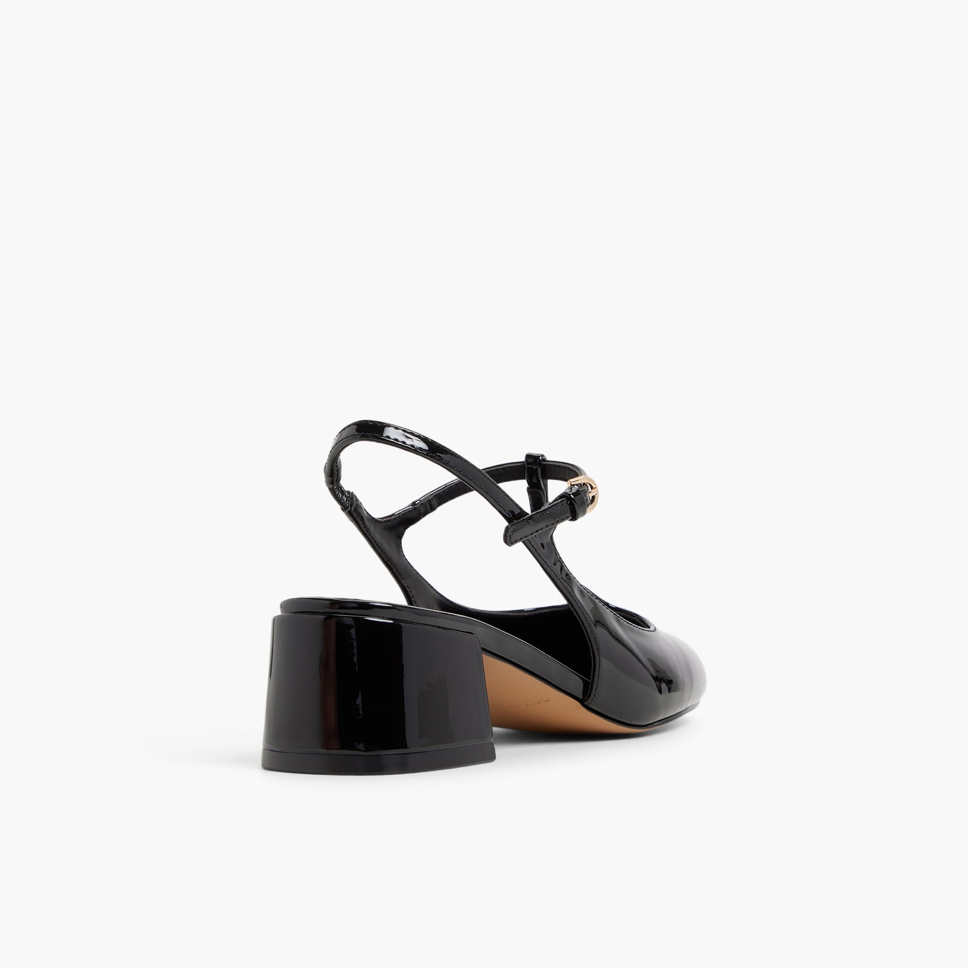 Three-quarter angle of Black Tiiana T-Bar Slingback Heels's back side
